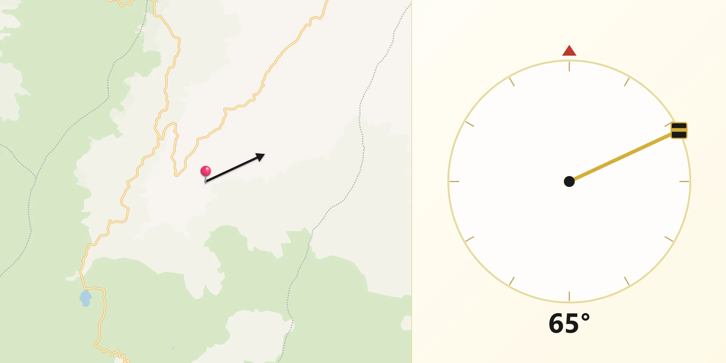 Dirección de la Qibla desde Pesca