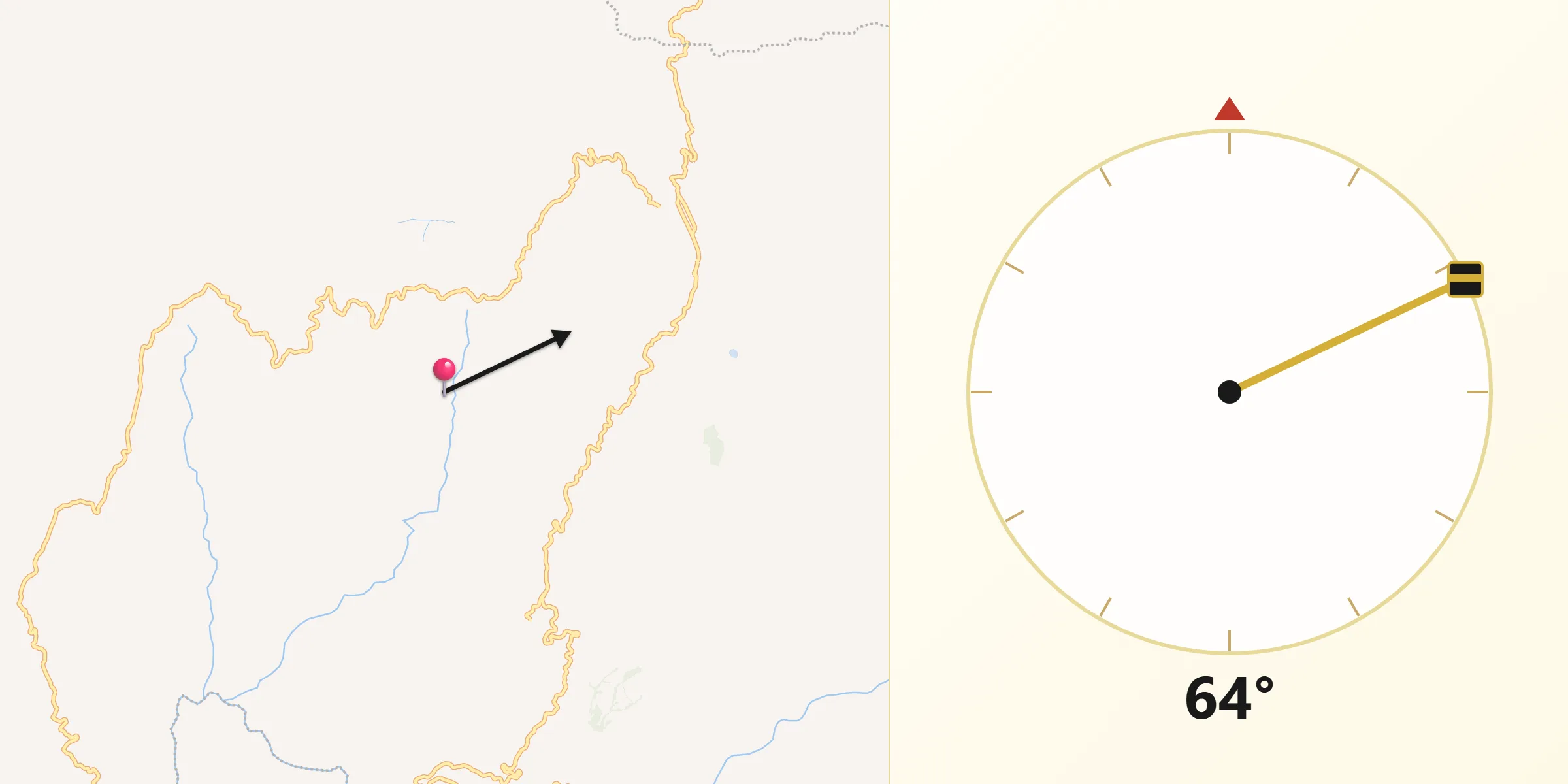 Dirección de la Qibla desde Pácora