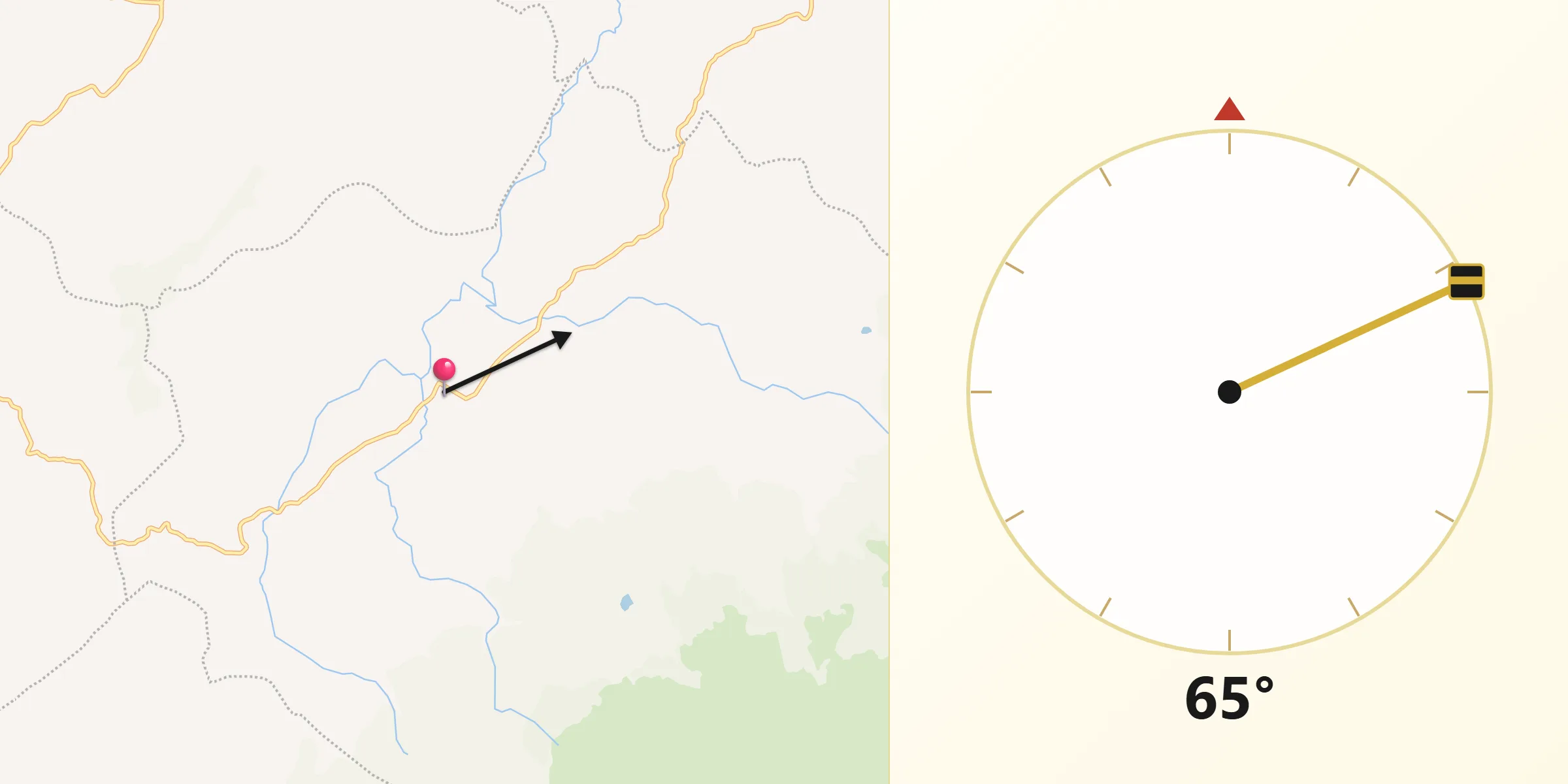Dirección de la Qibla desde Siachoque