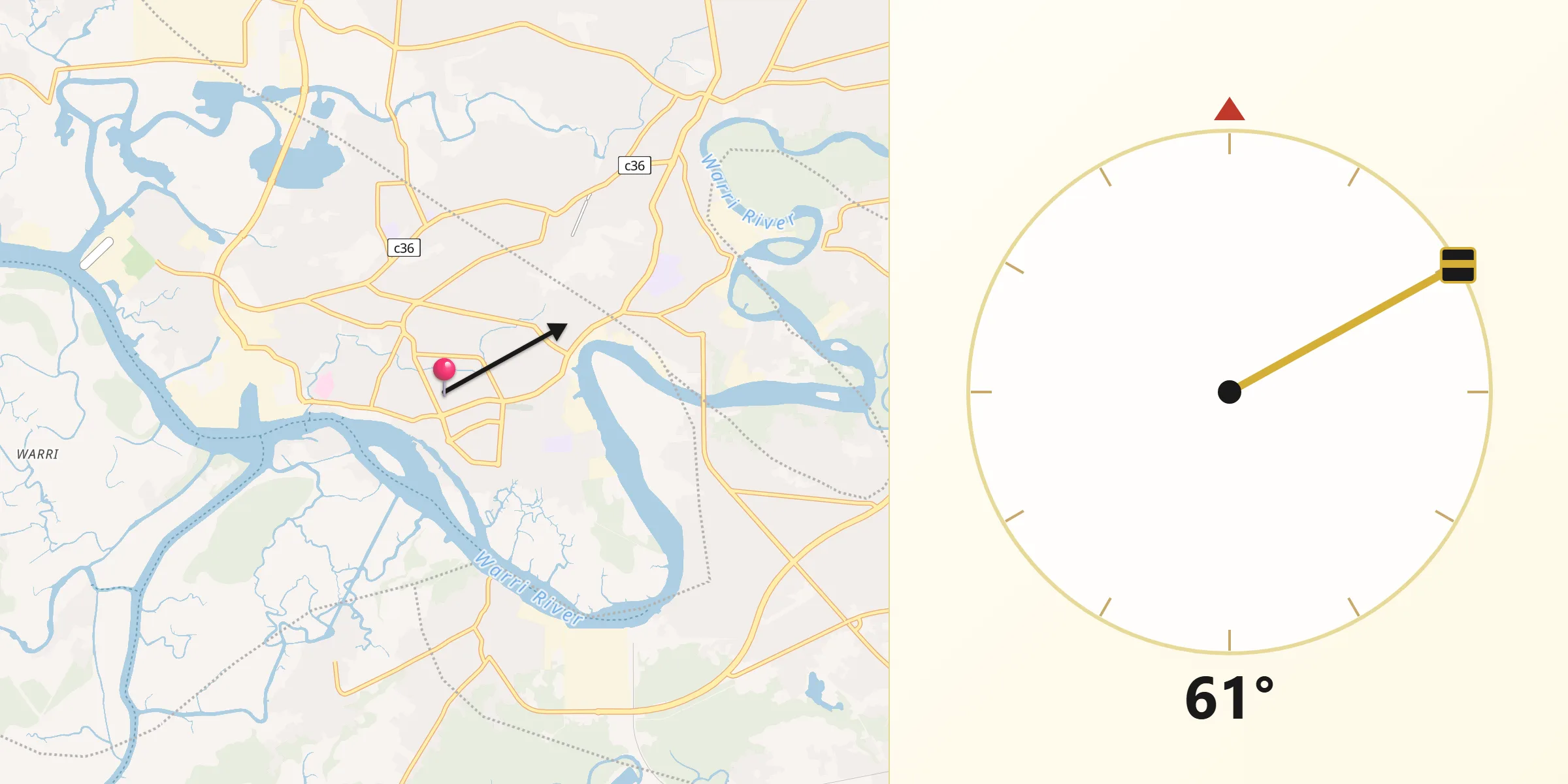 Qibla Direction from Warri