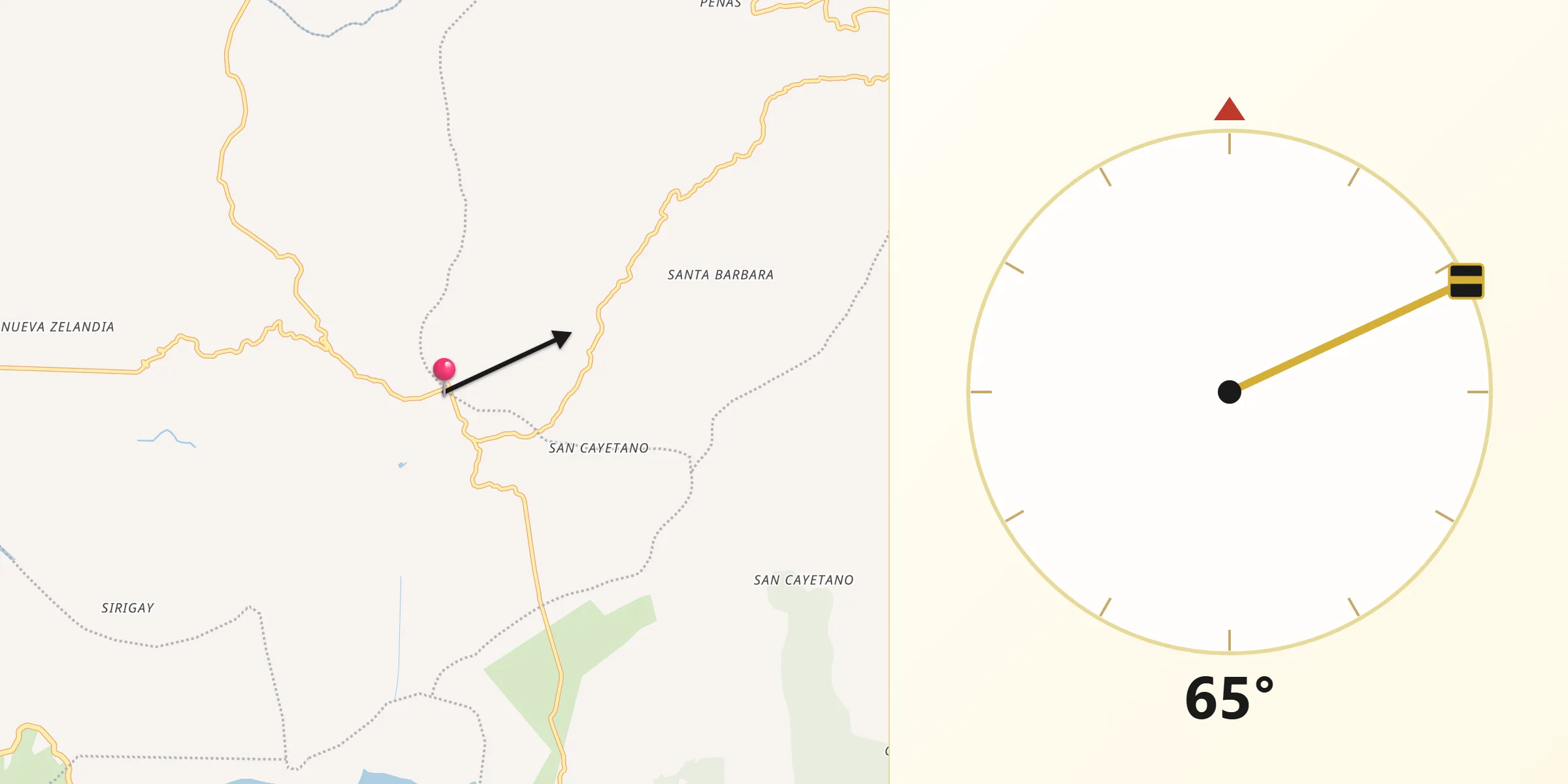 Dirección de la Qibla desde San Miguel de Sema
