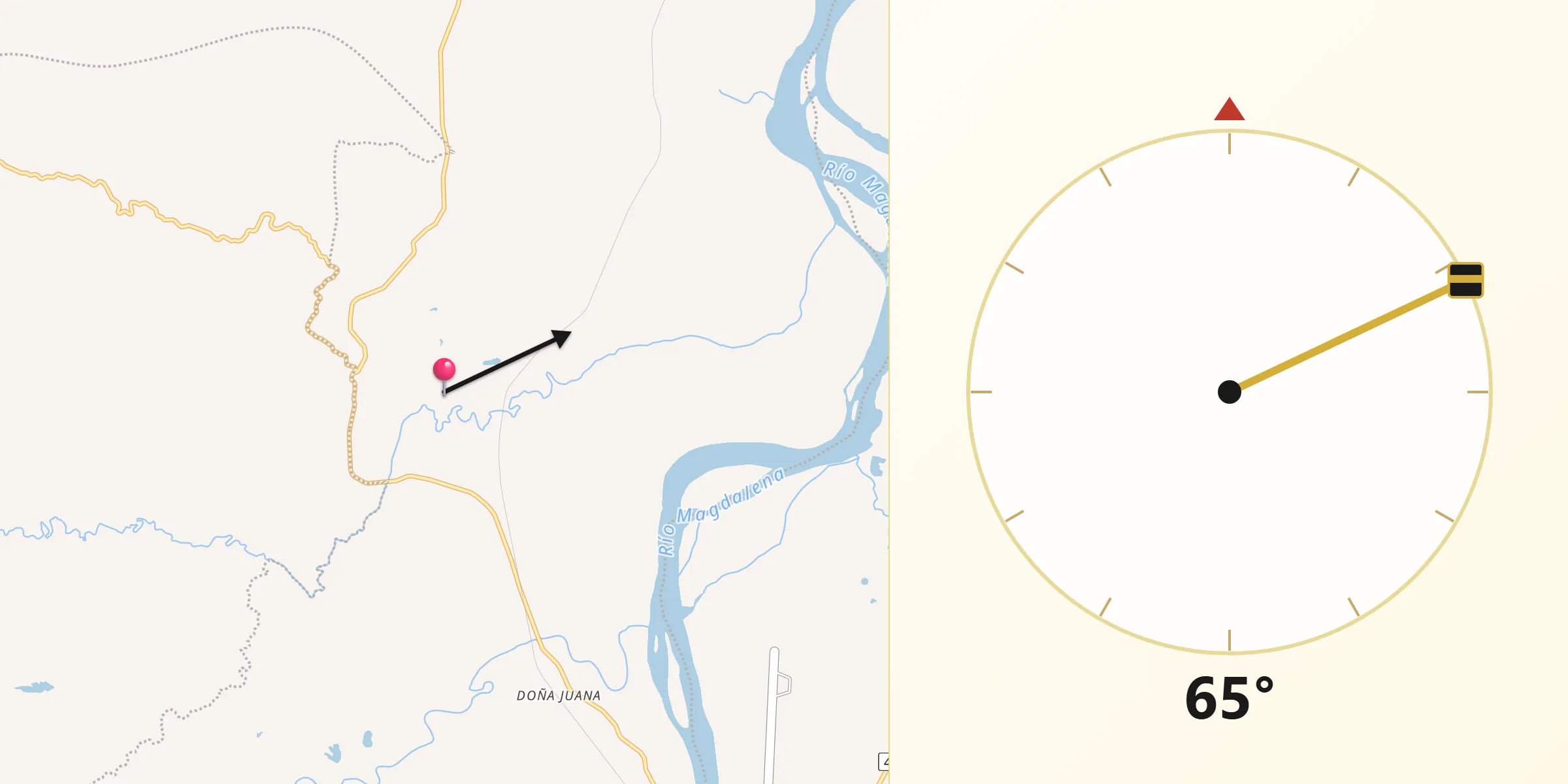 Dirección de la Qibla desde La Dorada