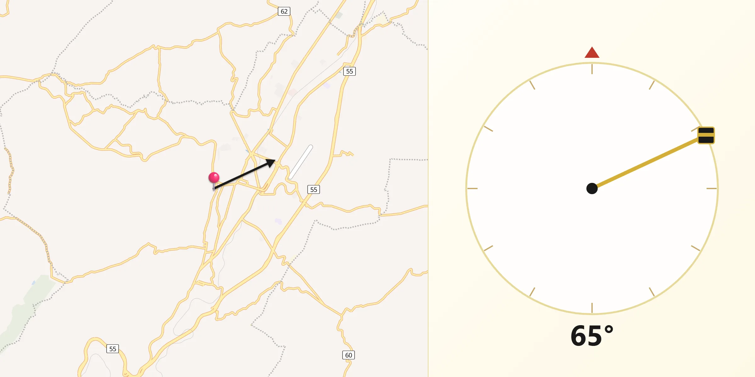 Dirección de la Qibla desde Tunja
