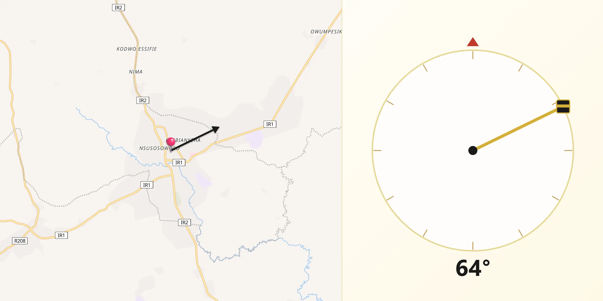 Qibla Direction from Agona Swedru