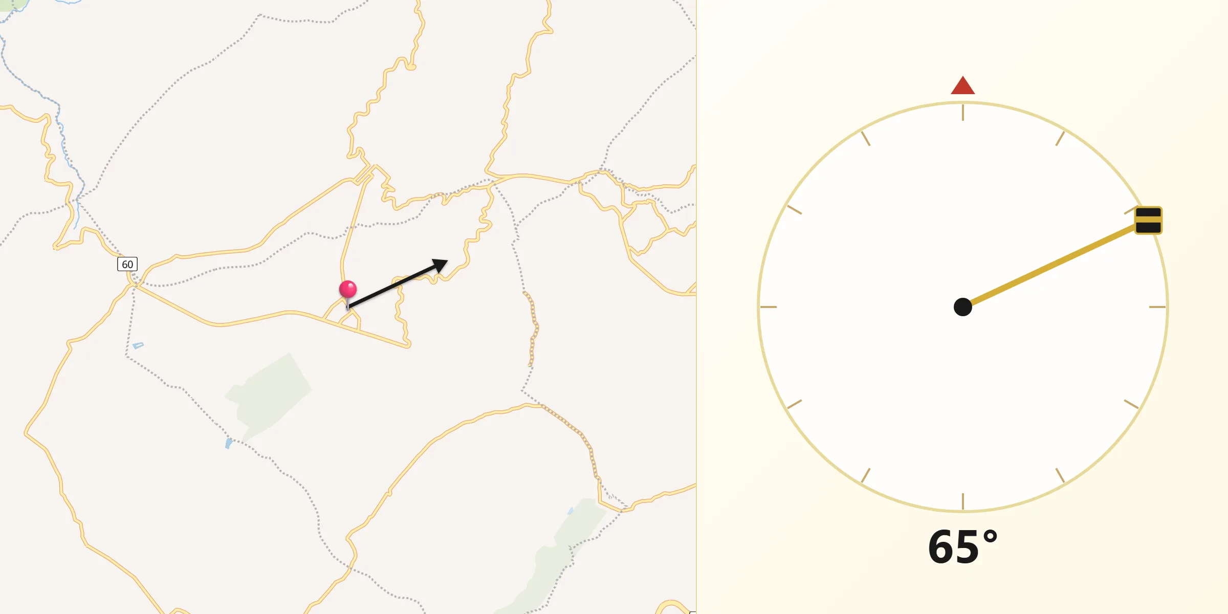 Dirección de la Qibla desde Cucaita