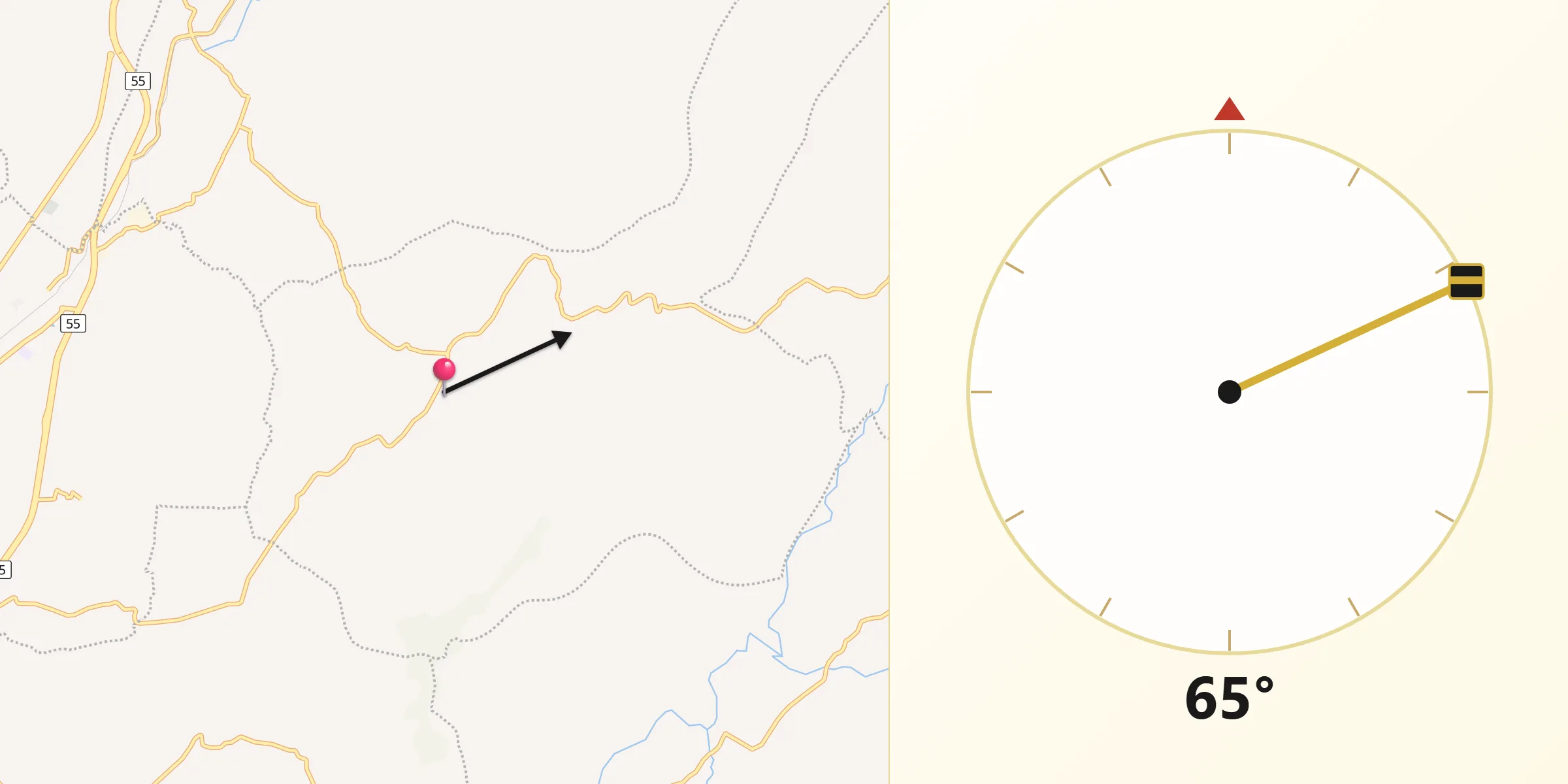 Dirección de la Qibla desde Chivatá