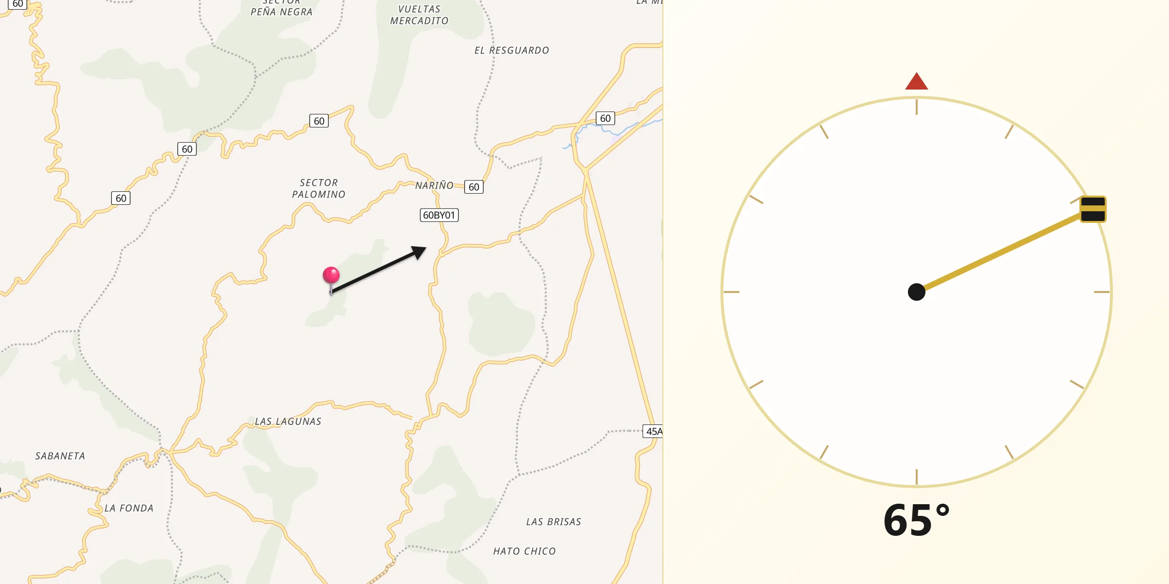 Dirección de la Qibla desde Caldas