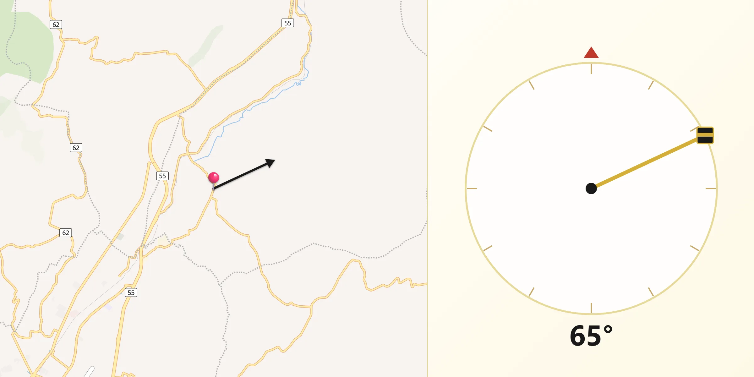 Dirección de la Qibla desde Oicatá