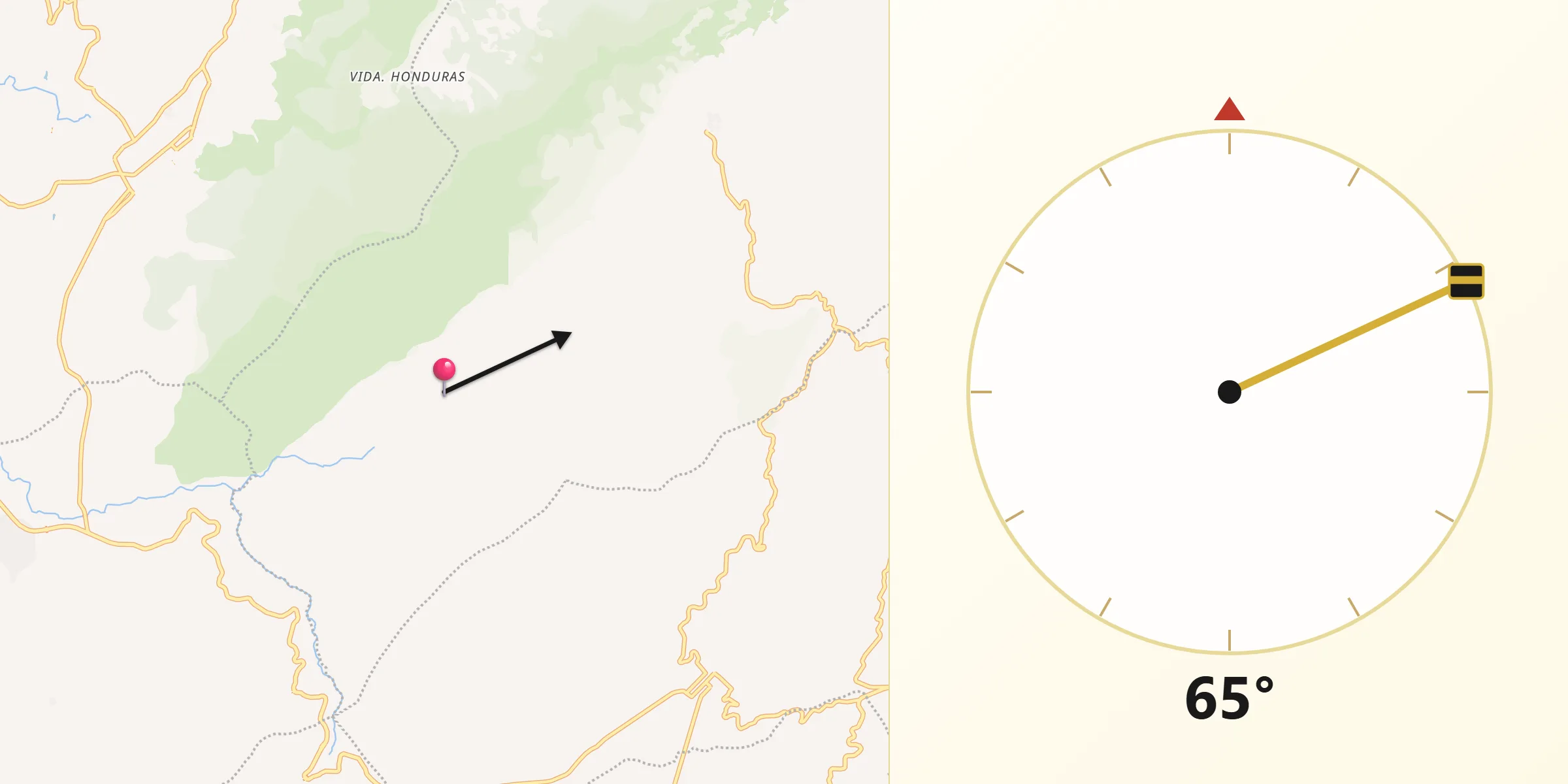 Dirección de la Qibla desde Chíquiza