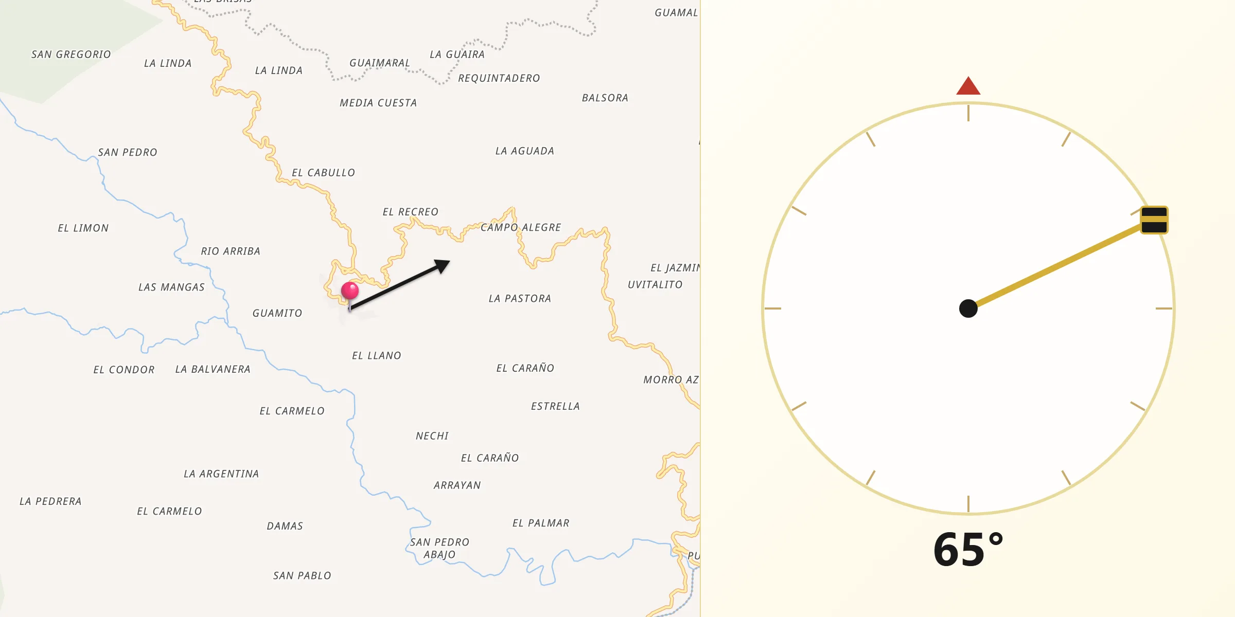Dirección de la Qibla desde Nariño