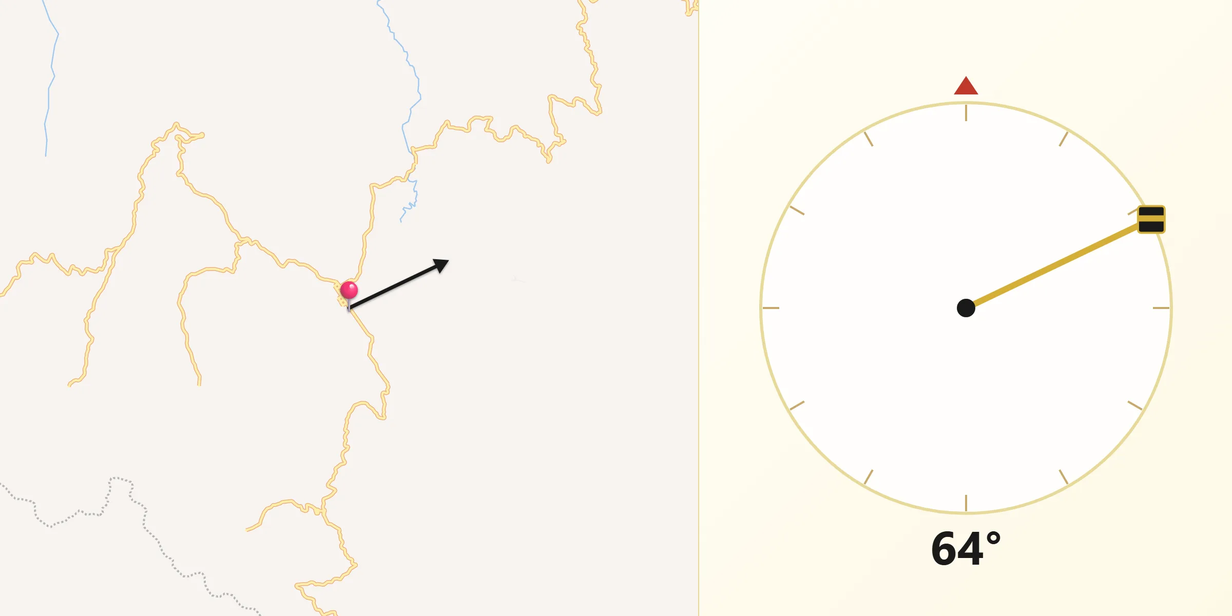 Dirección de la Qibla desde Aguadas