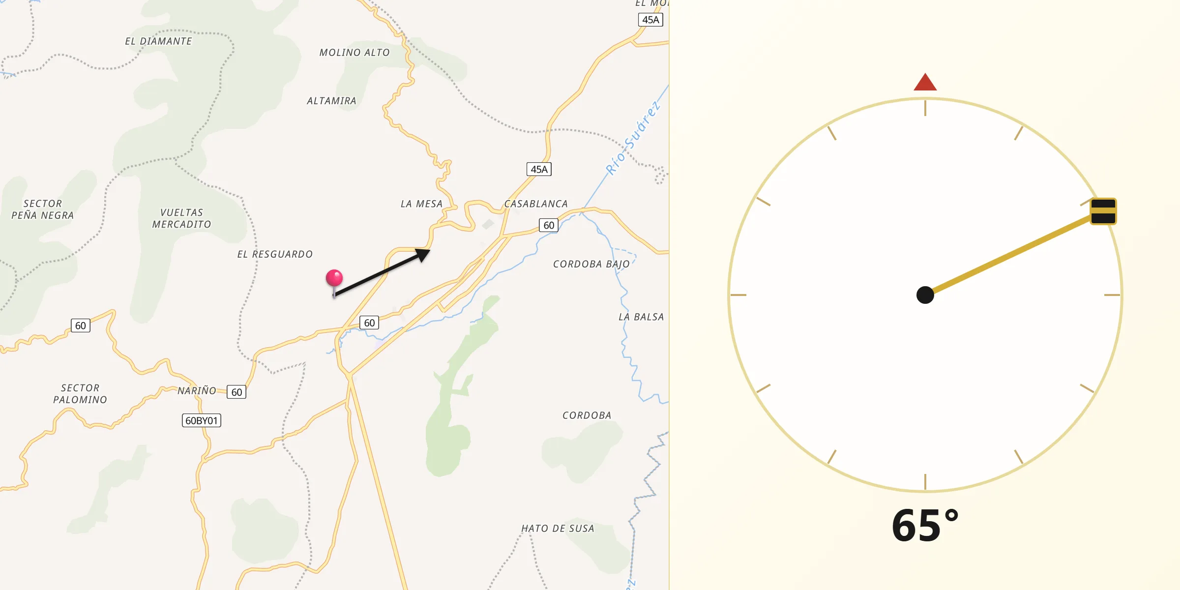Dirección de la Qibla desde Chiquinquirá