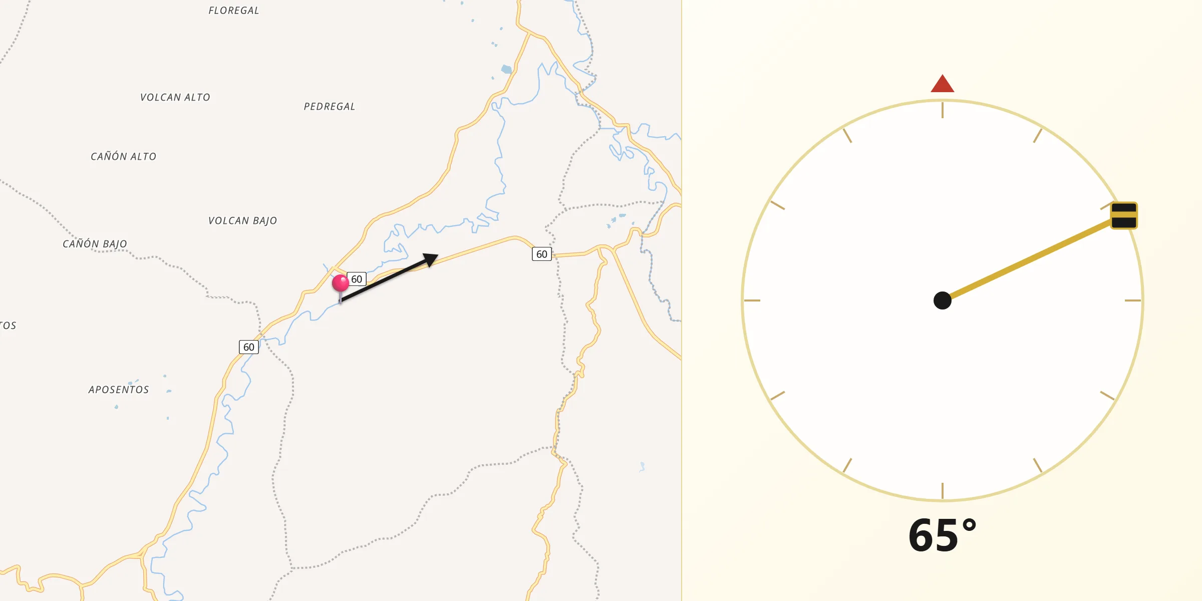 Dirección de la Qibla desde Sutamarchán