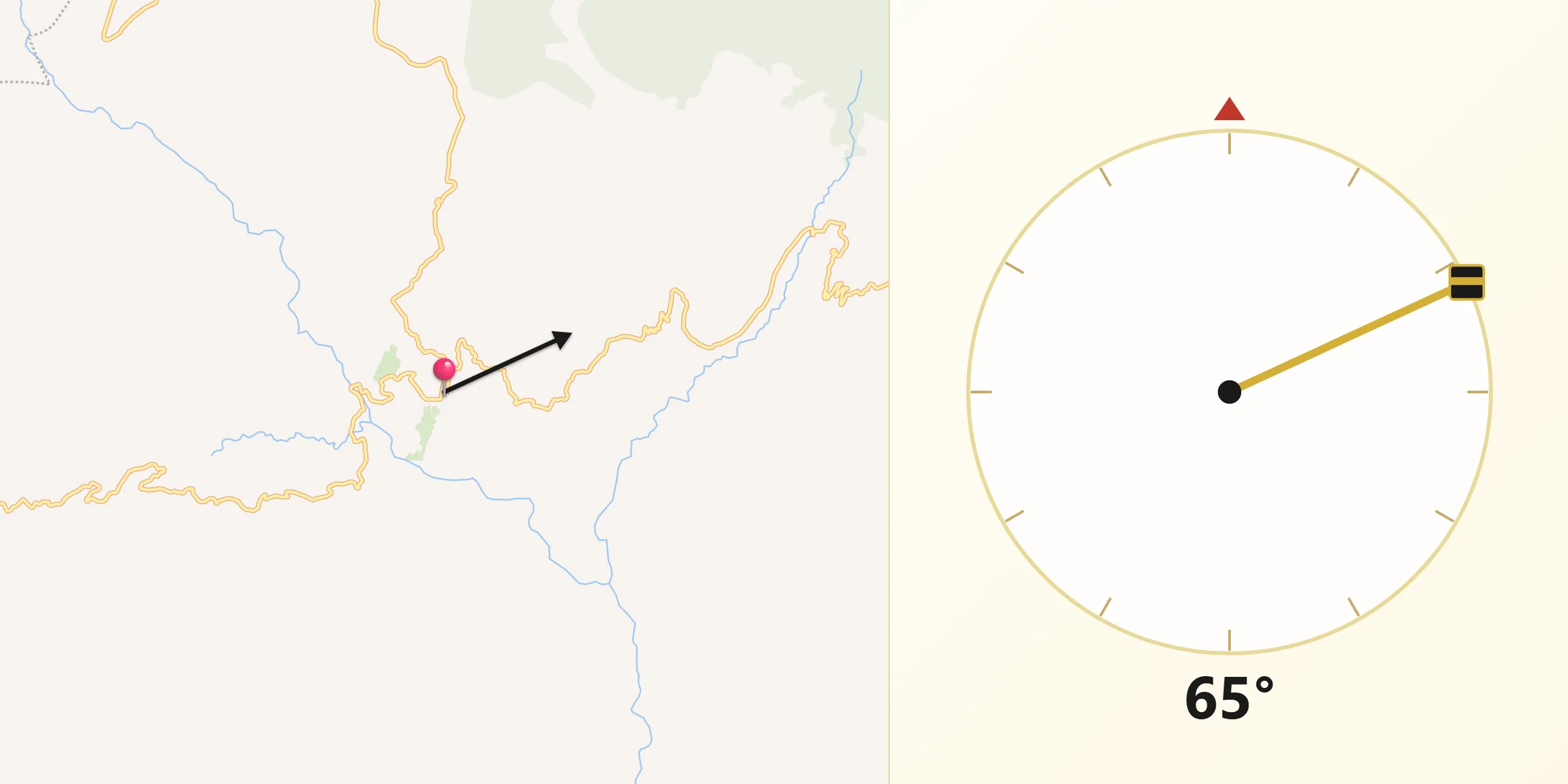 Dirección de la Qibla desde Paya