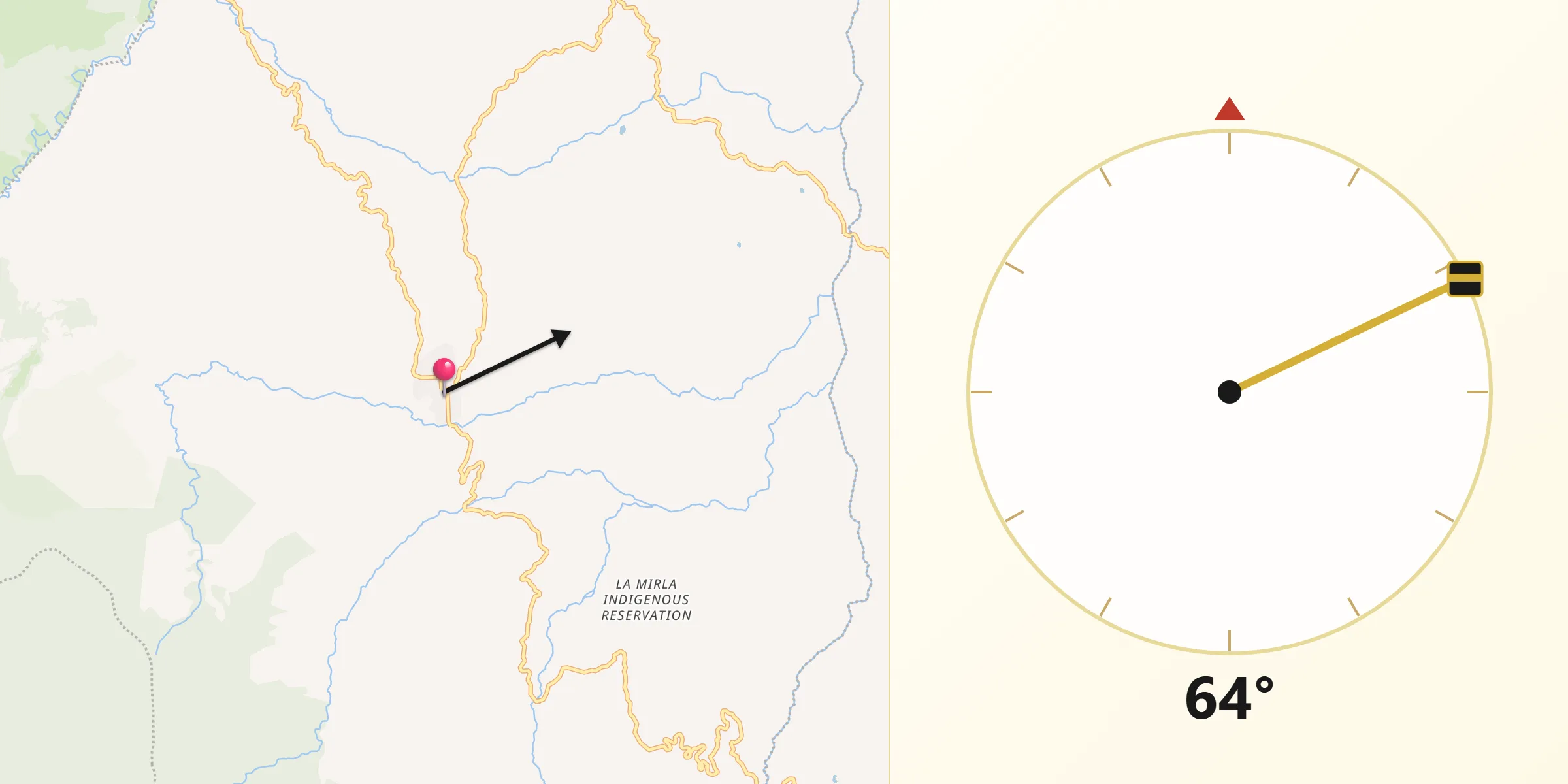 Dirección de la Qibla desde Támesis