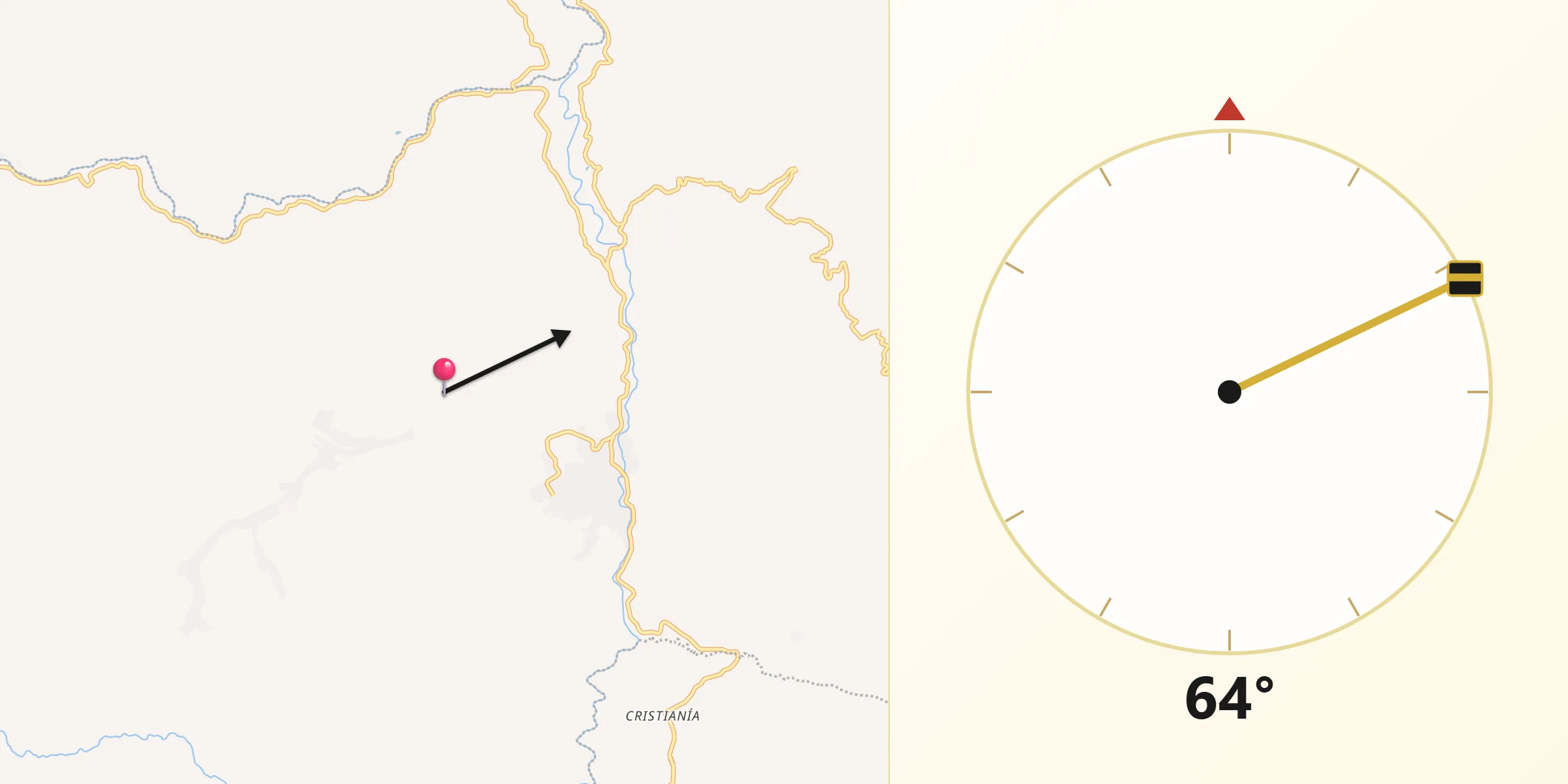 Dirección de la Qibla desde Andes