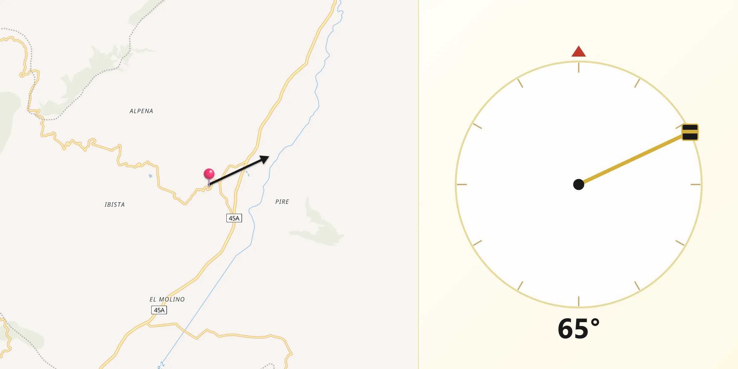Dirección de la Qibla desde Saboyá