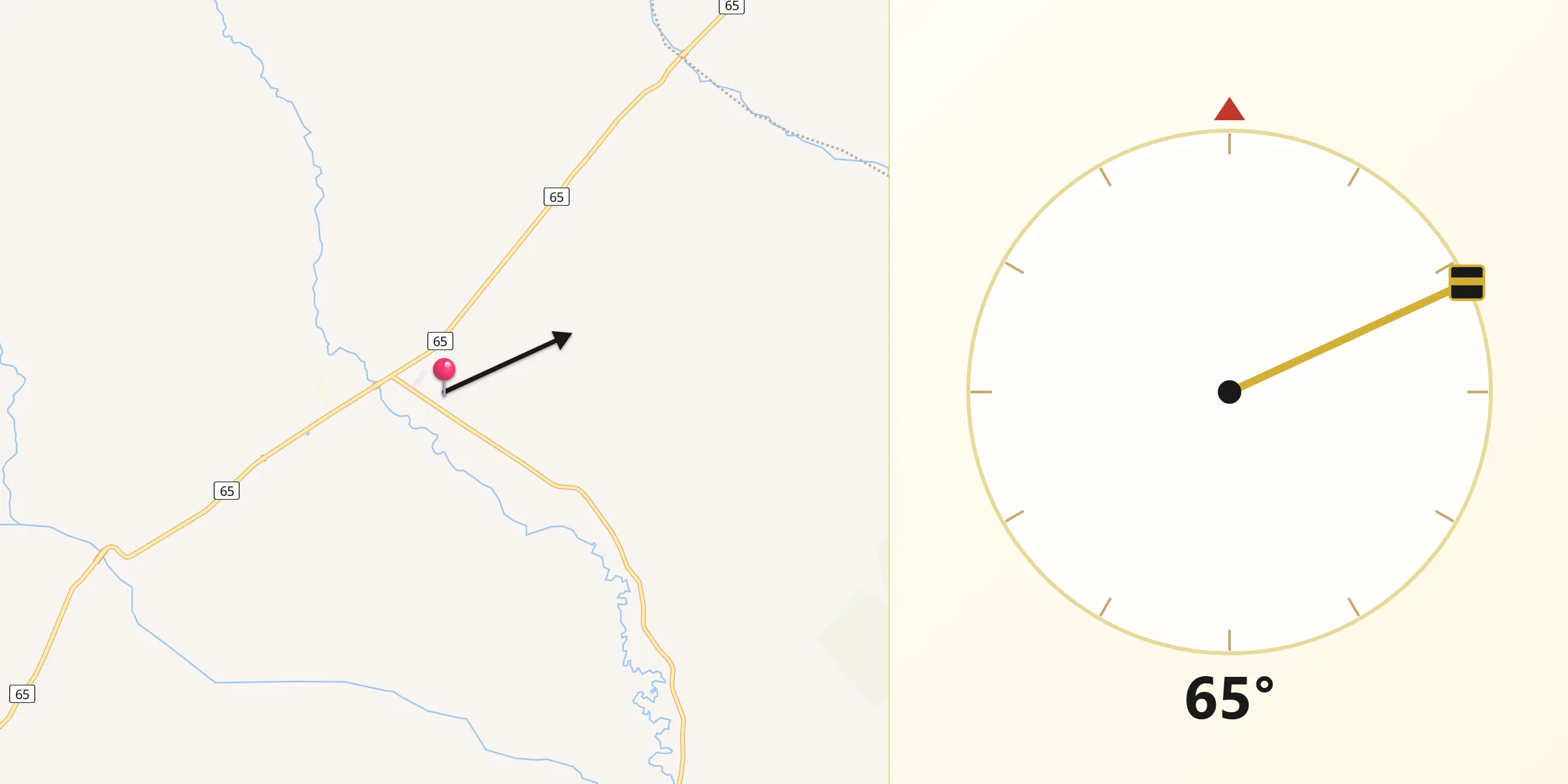 Dirección de la Qibla desde Pore
