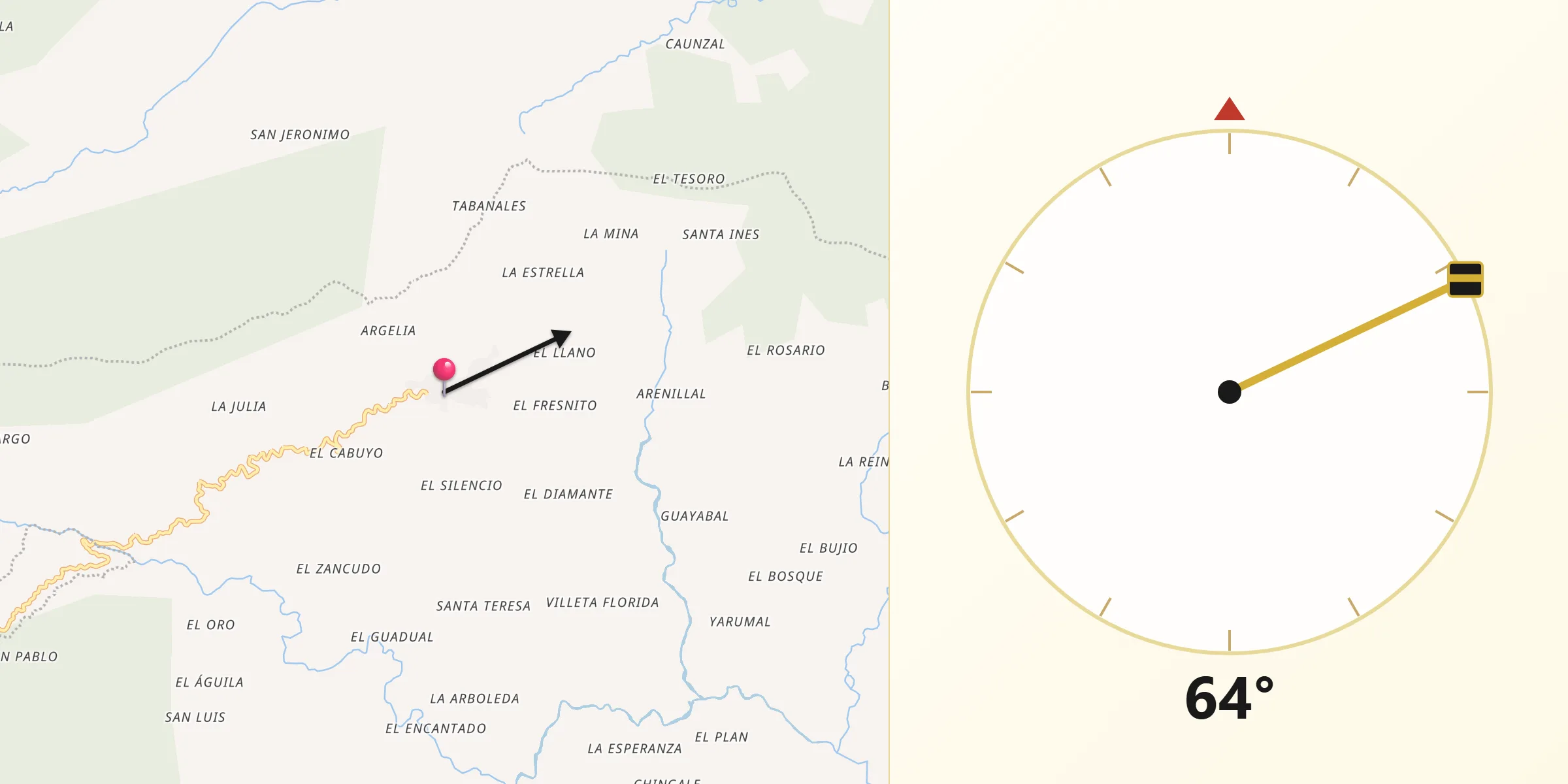 Dirección de la Qibla desde Argelia
