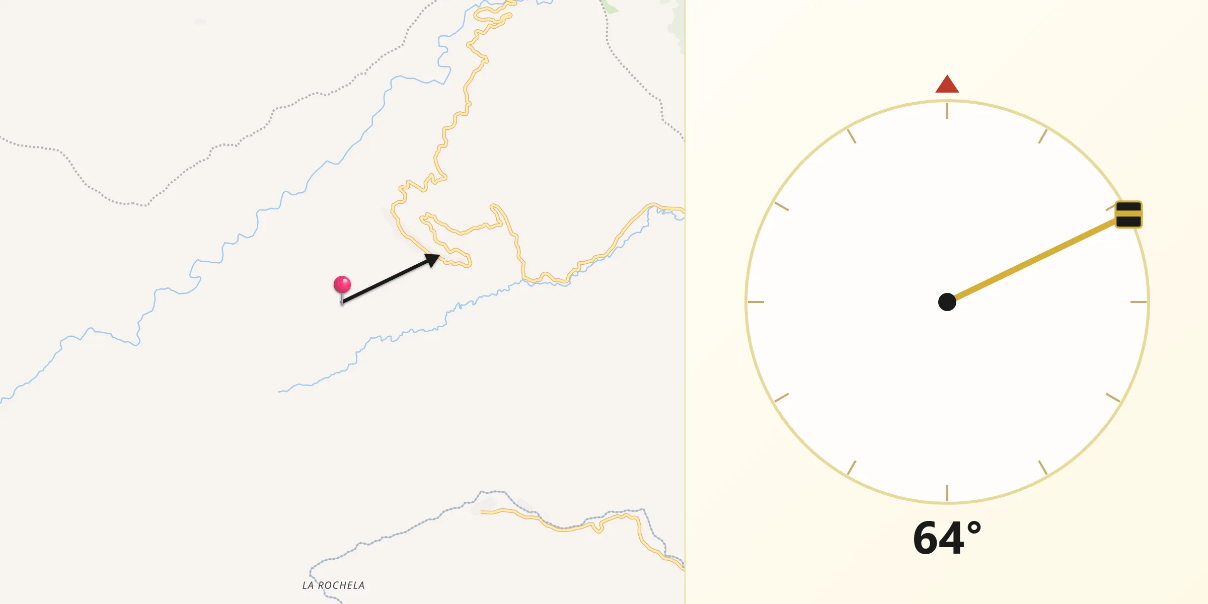 Dirección de la Qibla desde Betania