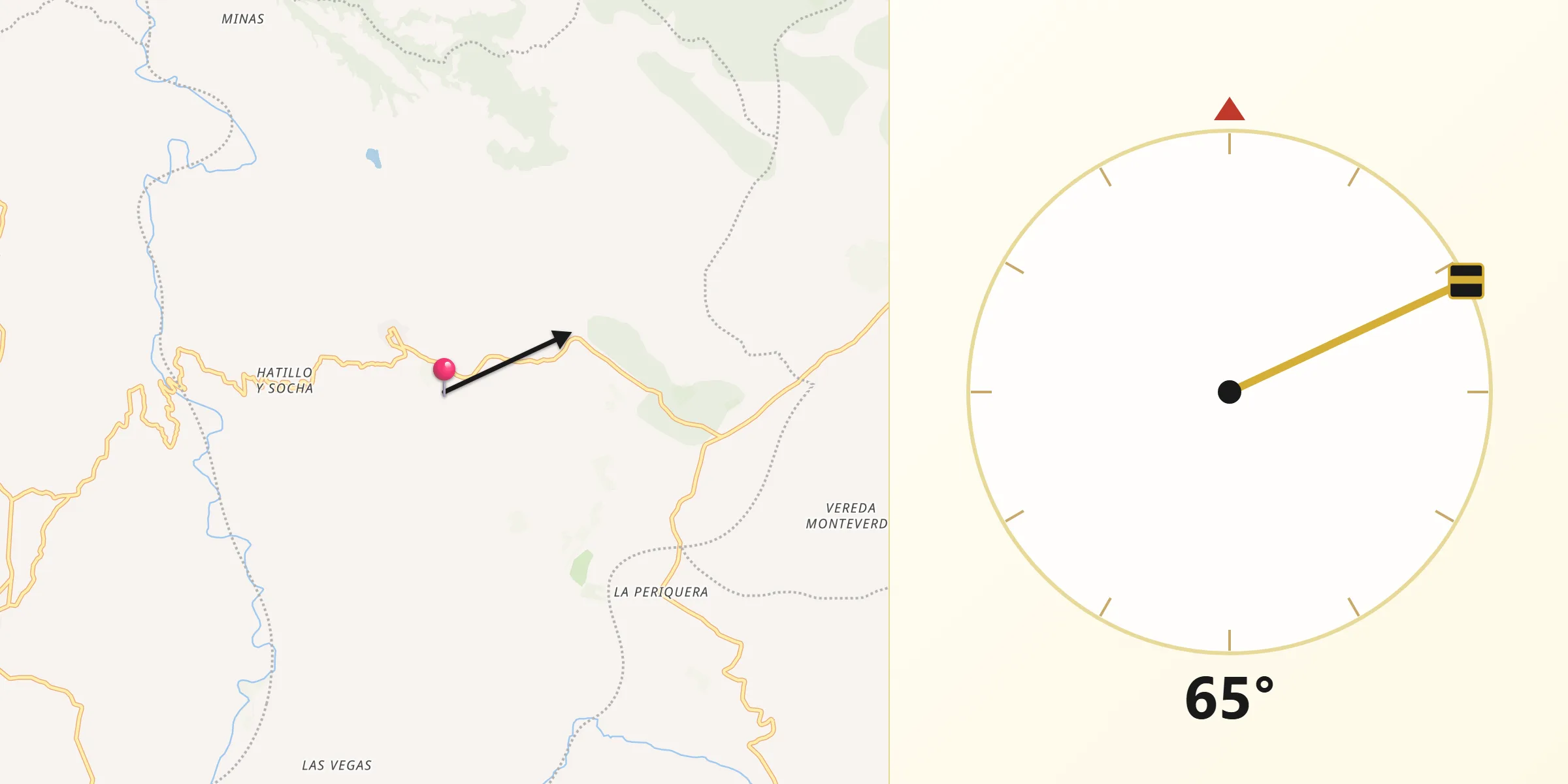 Dirección de la Qibla desde Gachantivá