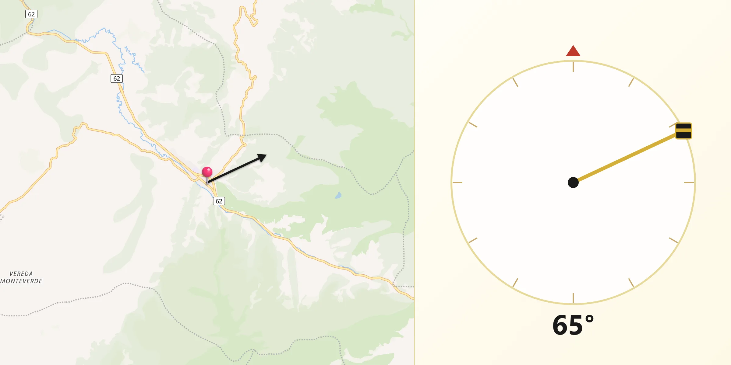 Dirección de la Qibla desde Arcabuco