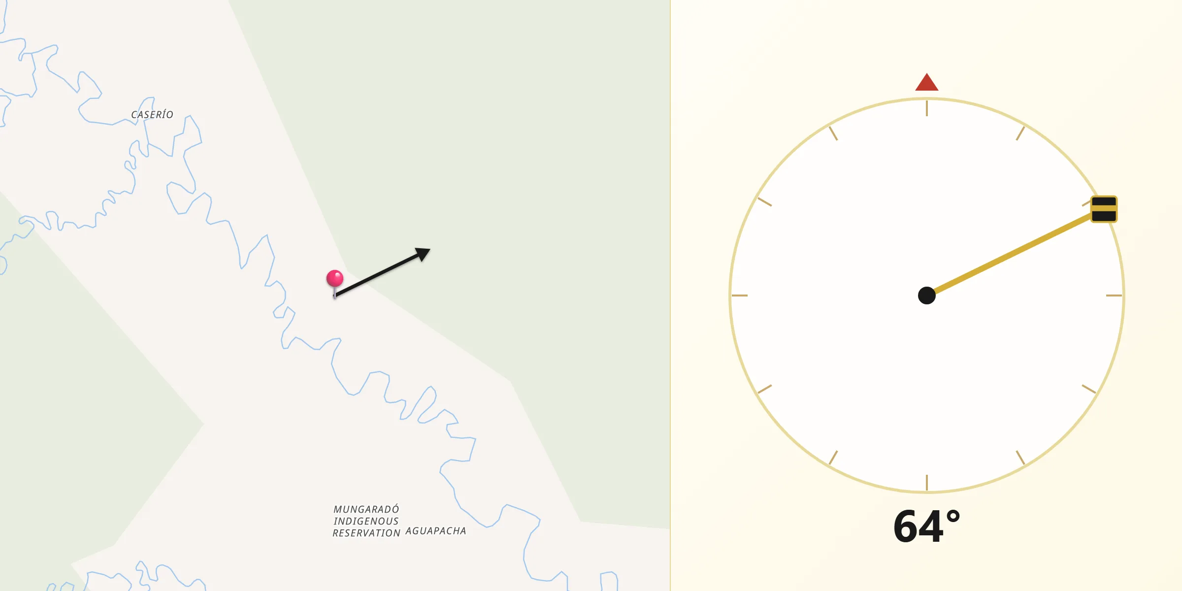 Dirección de la Qibla desde Quibdó