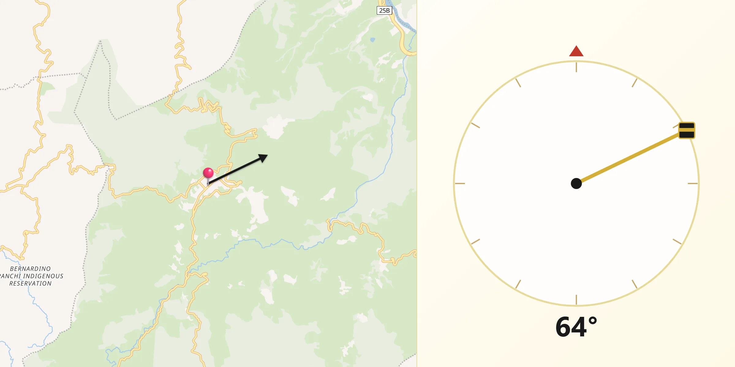 Dirección de la Qibla desde Jericó