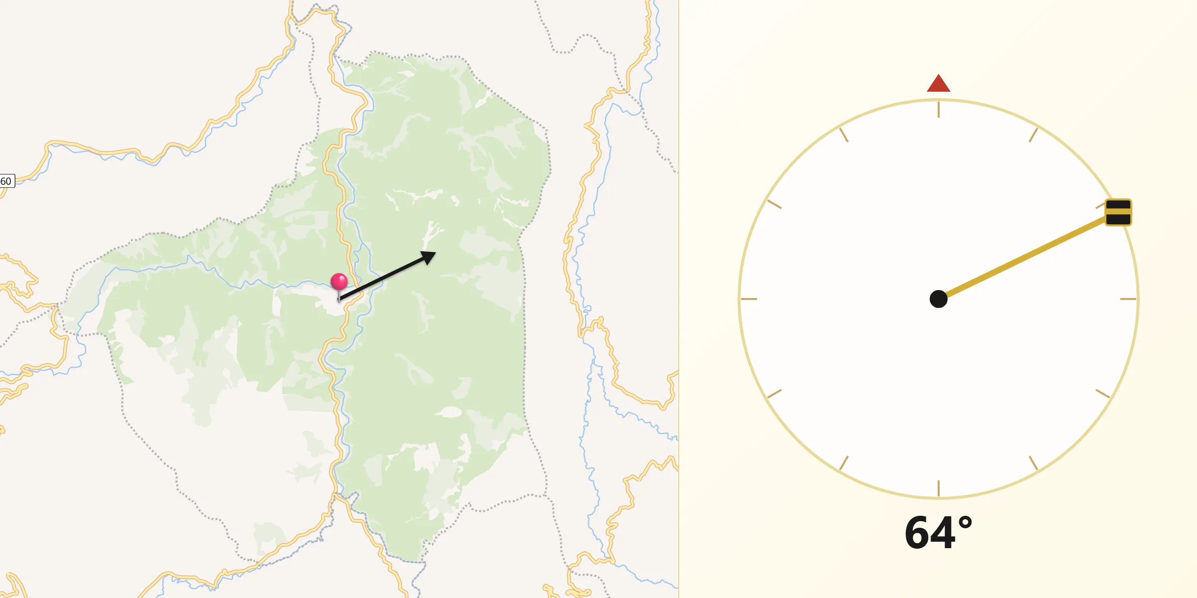 Dirección de la Qibla desde Hispania