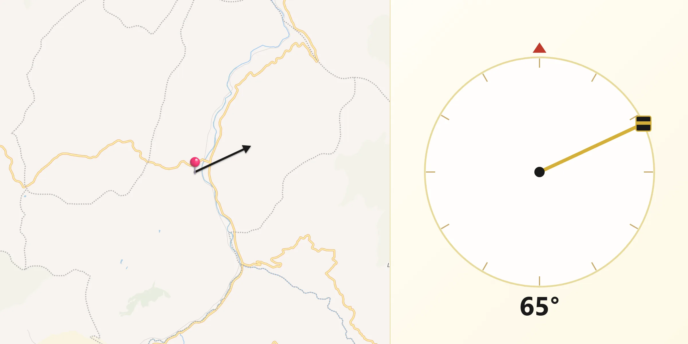 Dirección de la Qibla desde Corrales