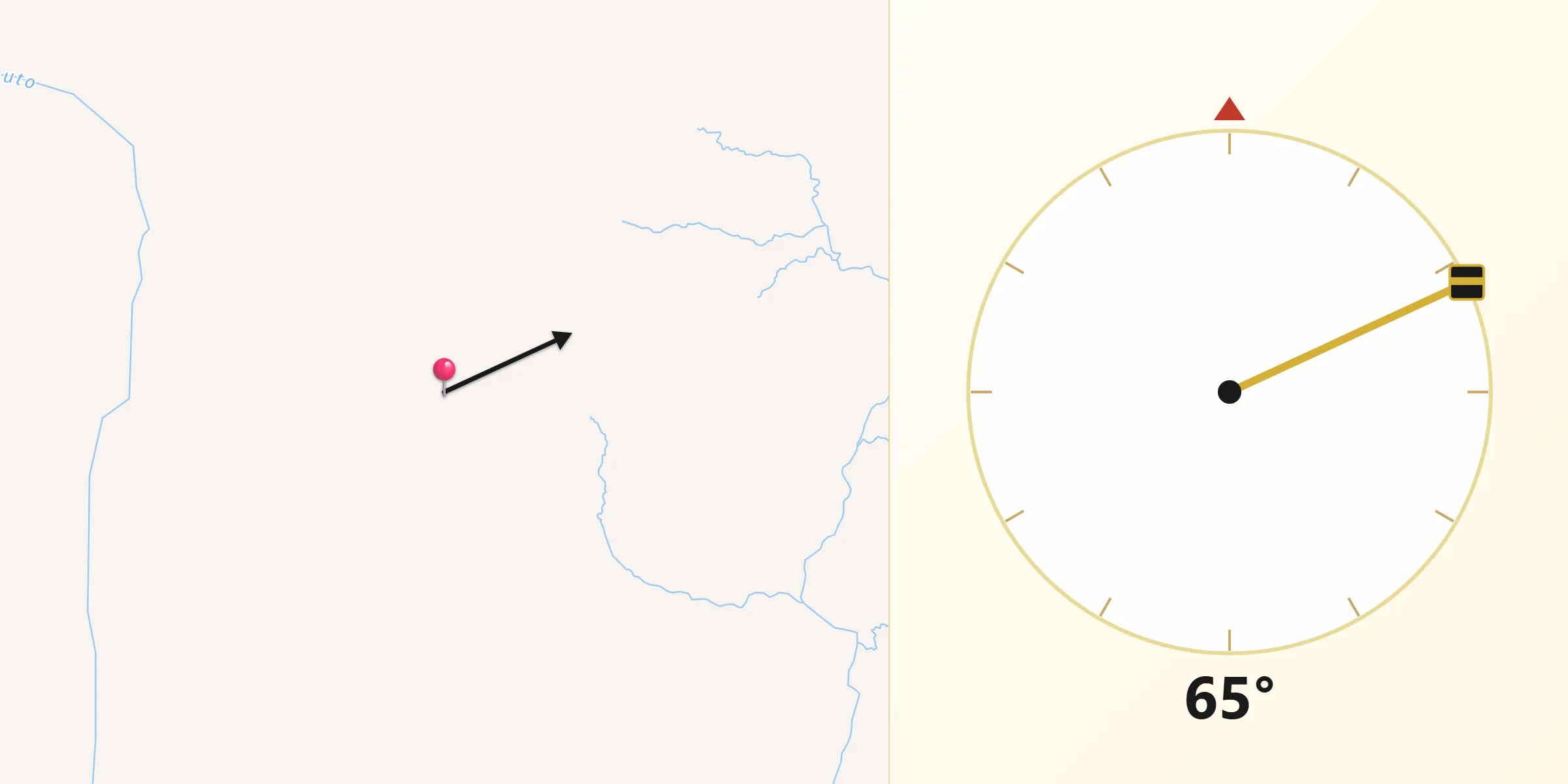 Dirección de la Qibla desde Támara