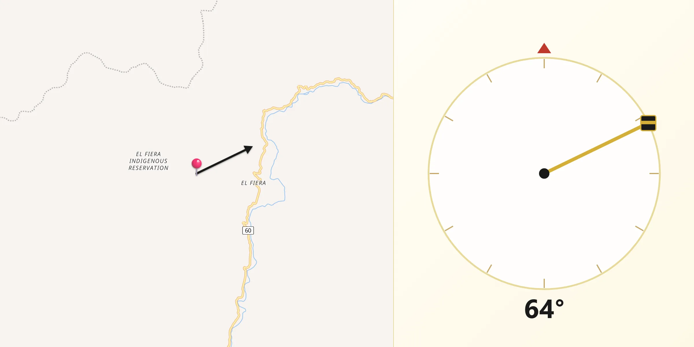 Dirección de la Qibla desde El Carmen de Atrato