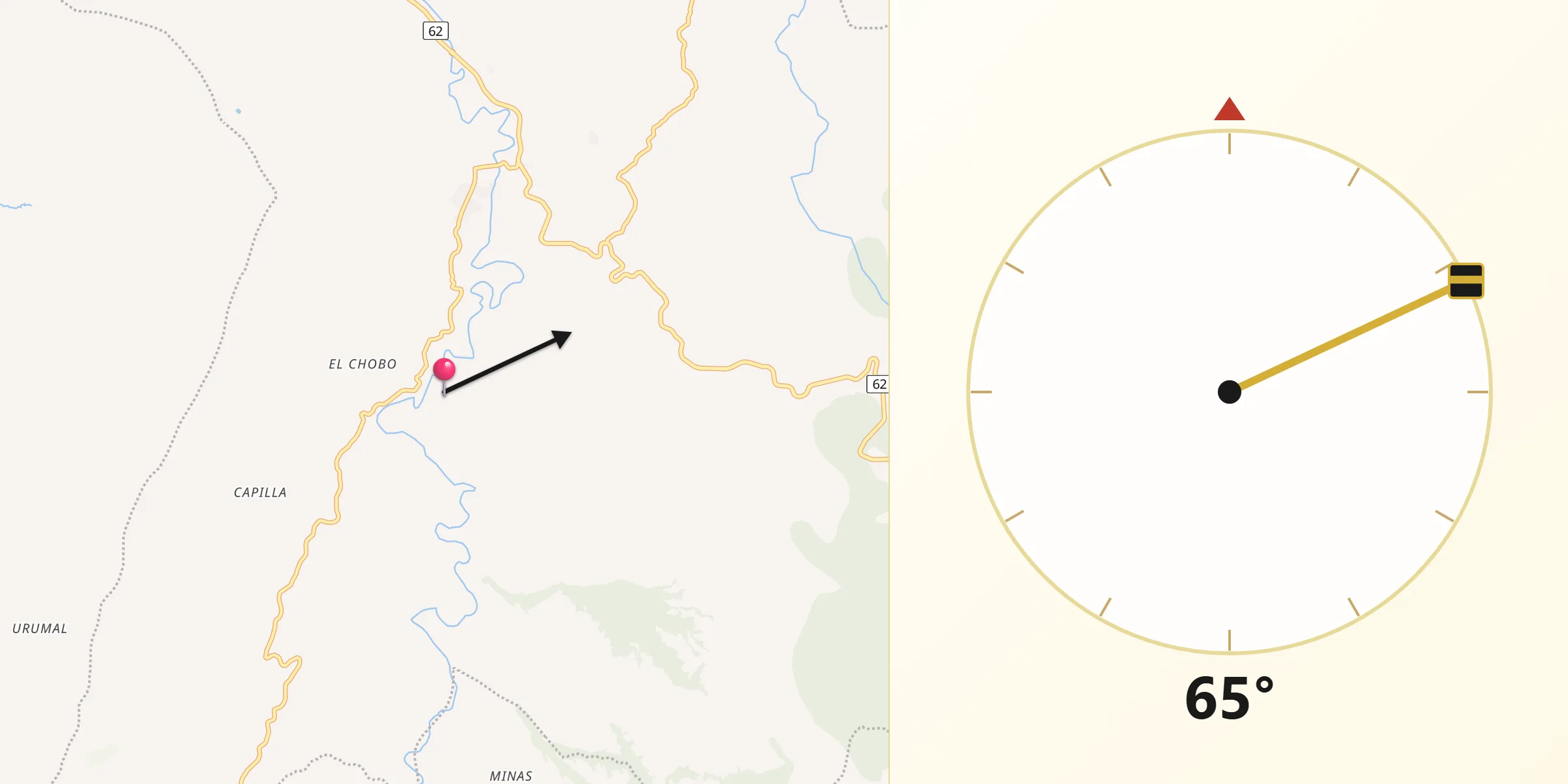 Dirección de la Qibla desde Moniquirá