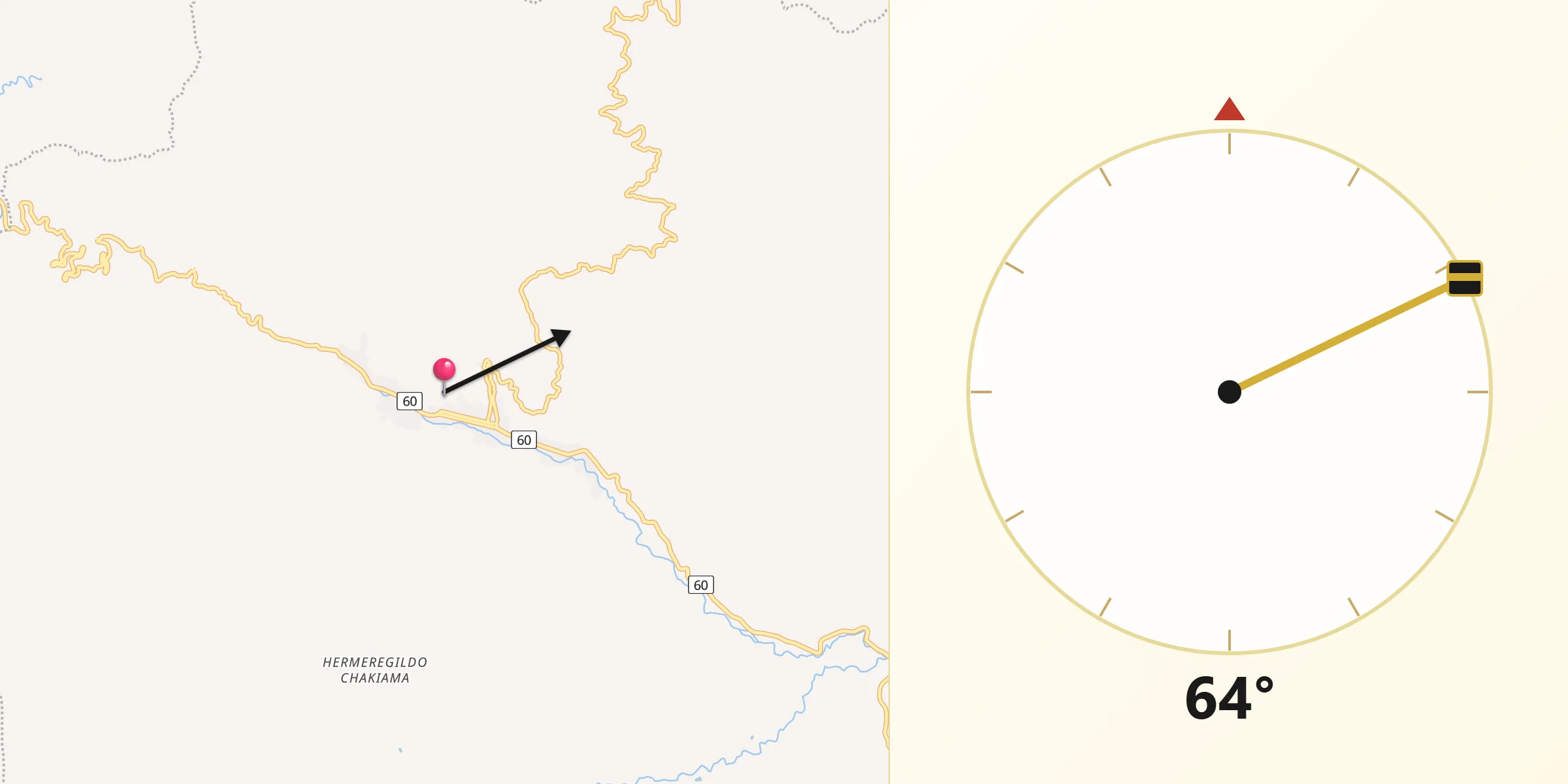 Dirección de la Qibla desde Ciudad Bolívar