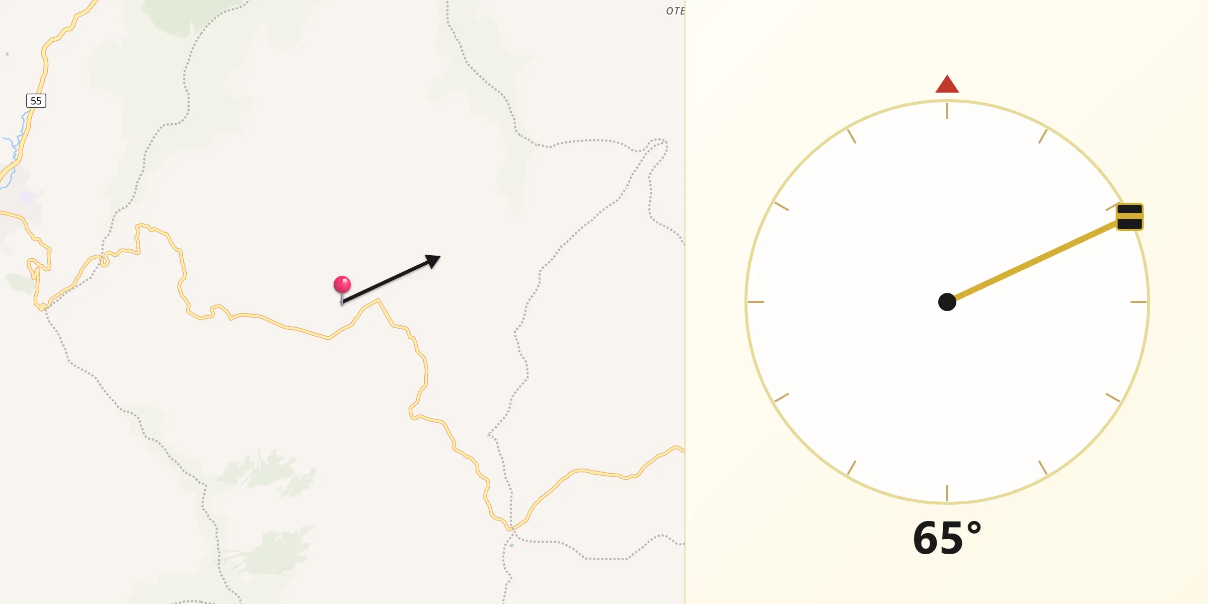 Dirección de la Qibla desde Floresta