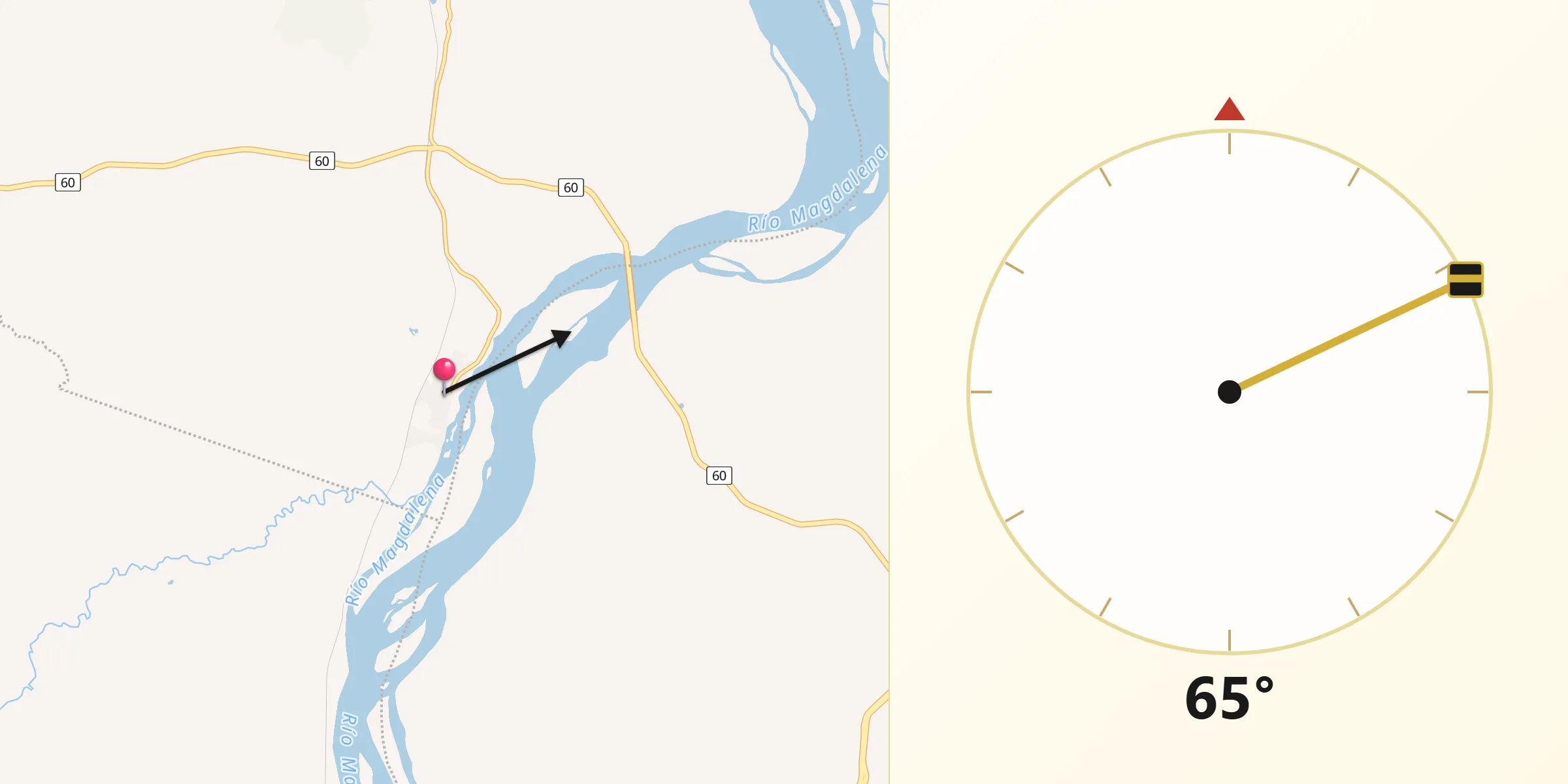 Dirección de la Qibla desde Puerto Triunfo
