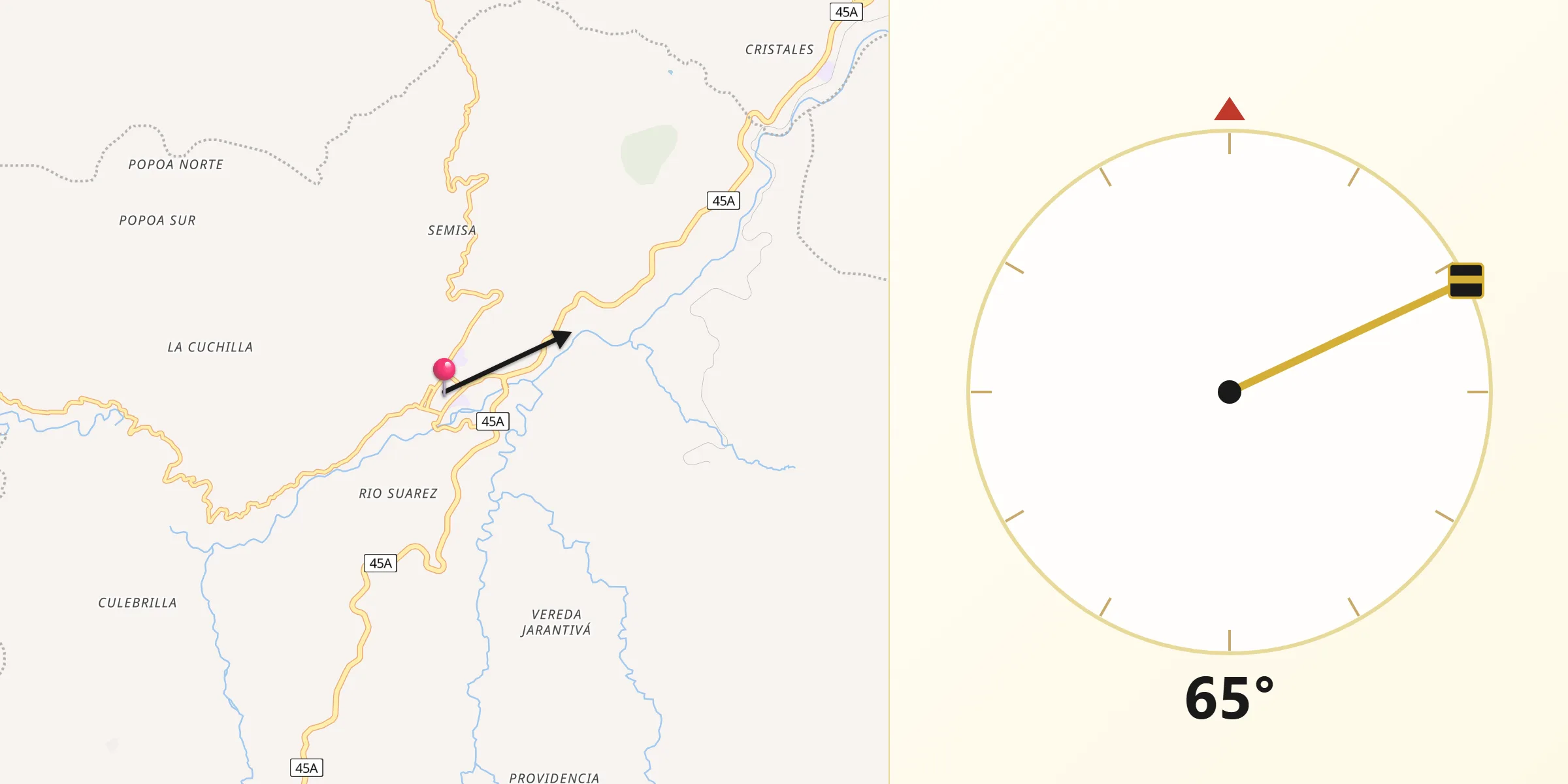 Dirección de la Qibla desde Puente Nacional