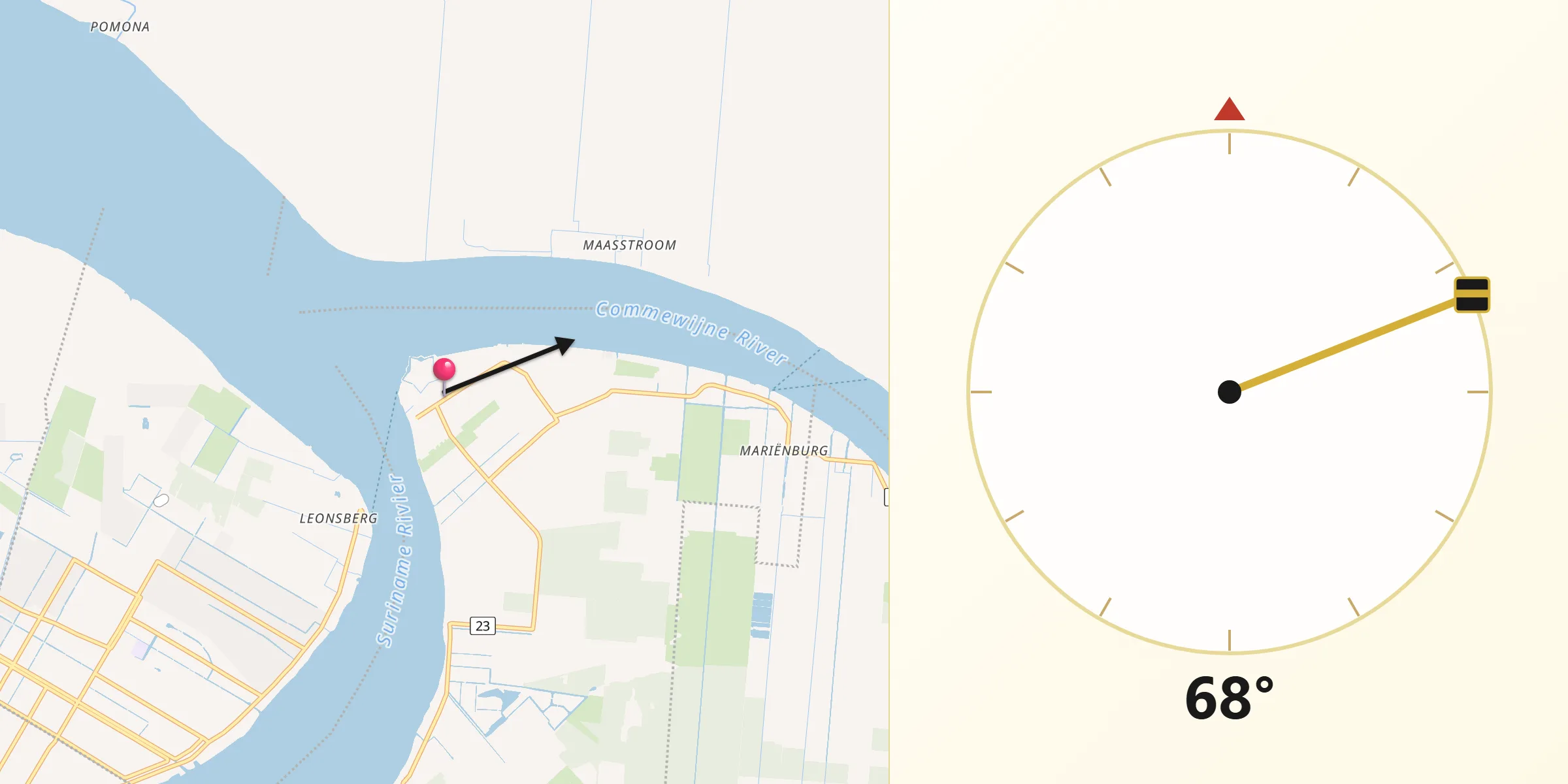 Qibla Richting vanaf Nieuw Amsterdam