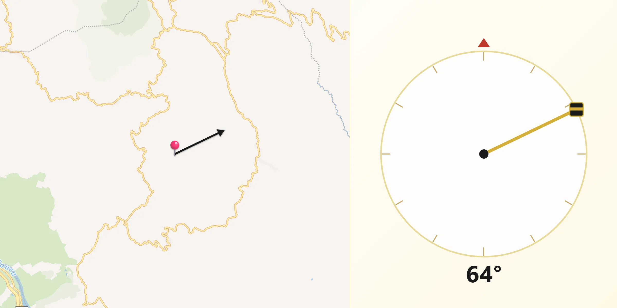 Dirección de la Qibla desde Fredonia