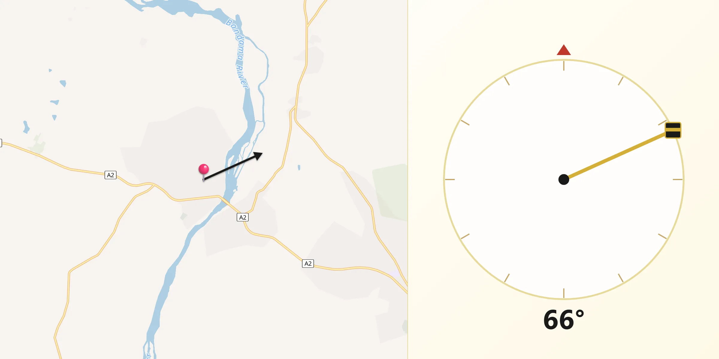 Direction vers la Qibla depuis Tiassalé