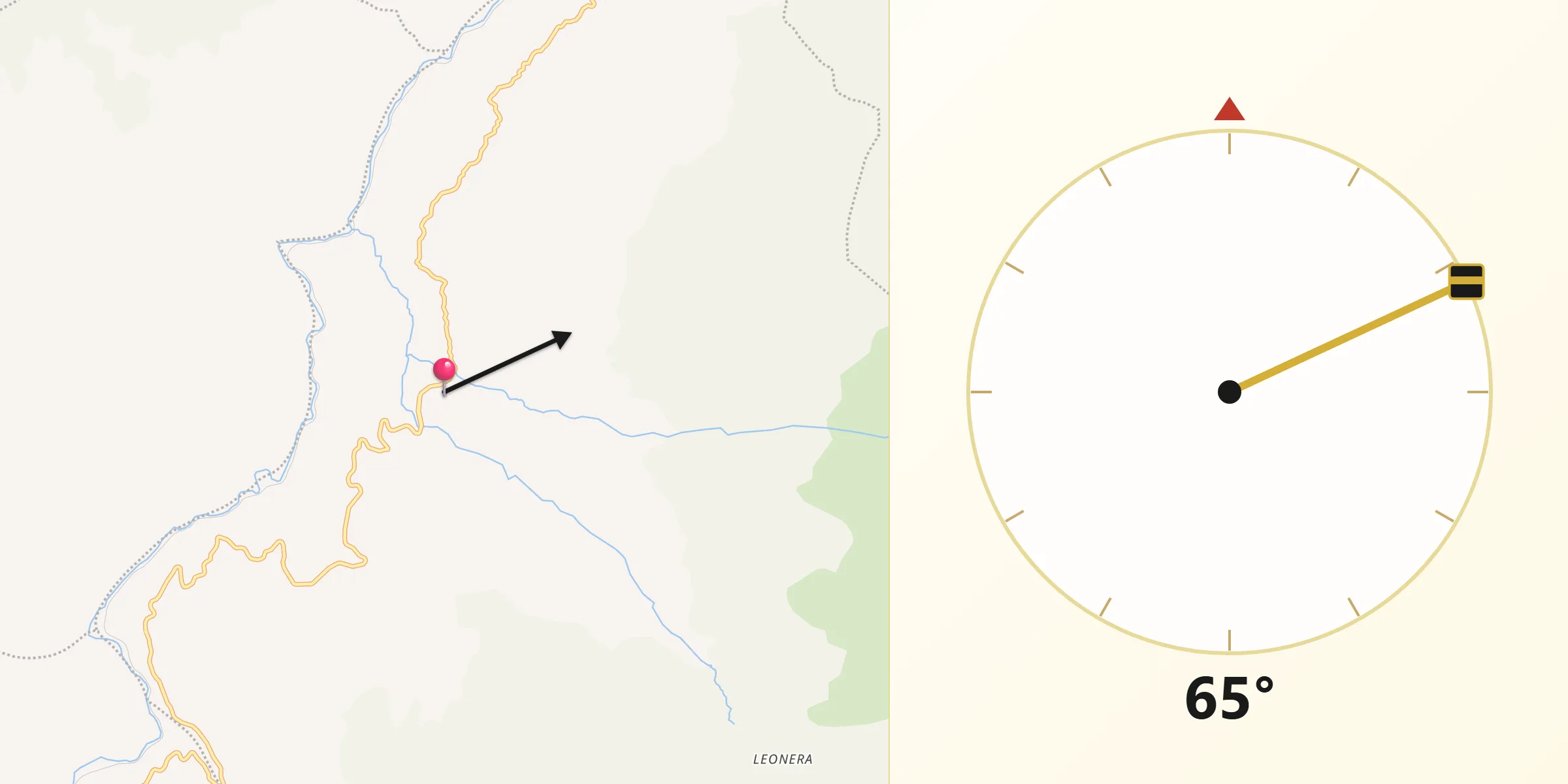 Dirección de la Qibla desde Tasco