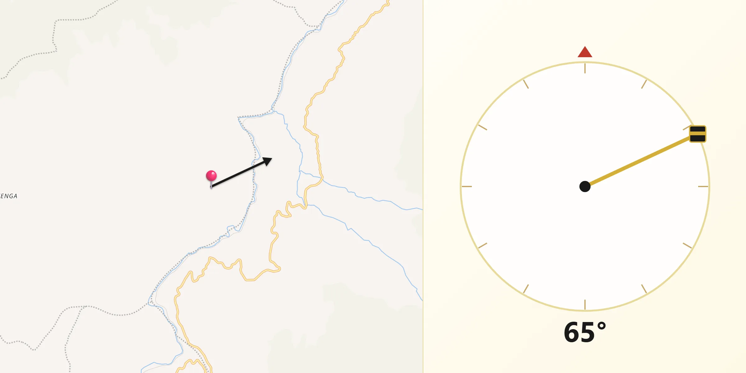 Dirección de la Qibla desde Betéitiva