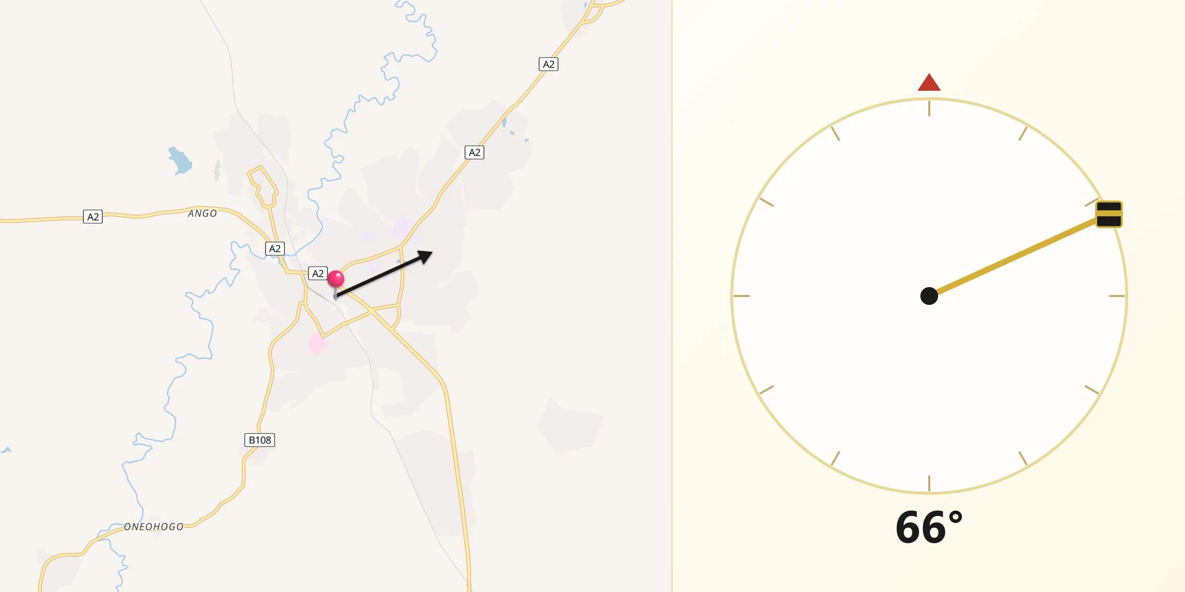 Direction vers la Qibla depuis Agboville