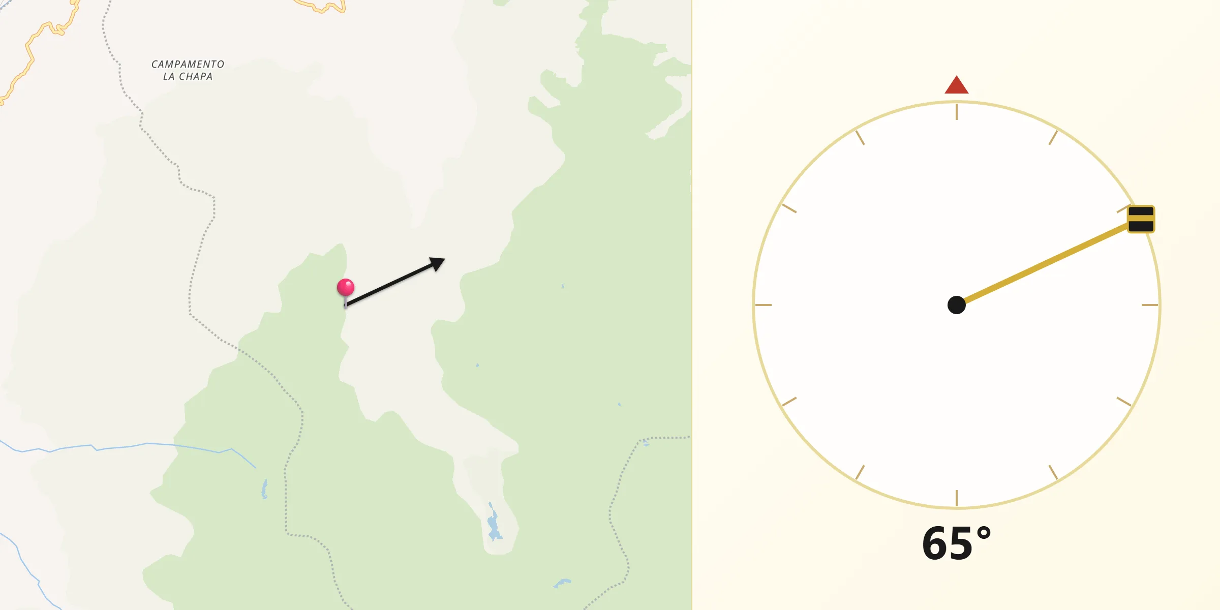 Dirección de la Qibla desde Socha