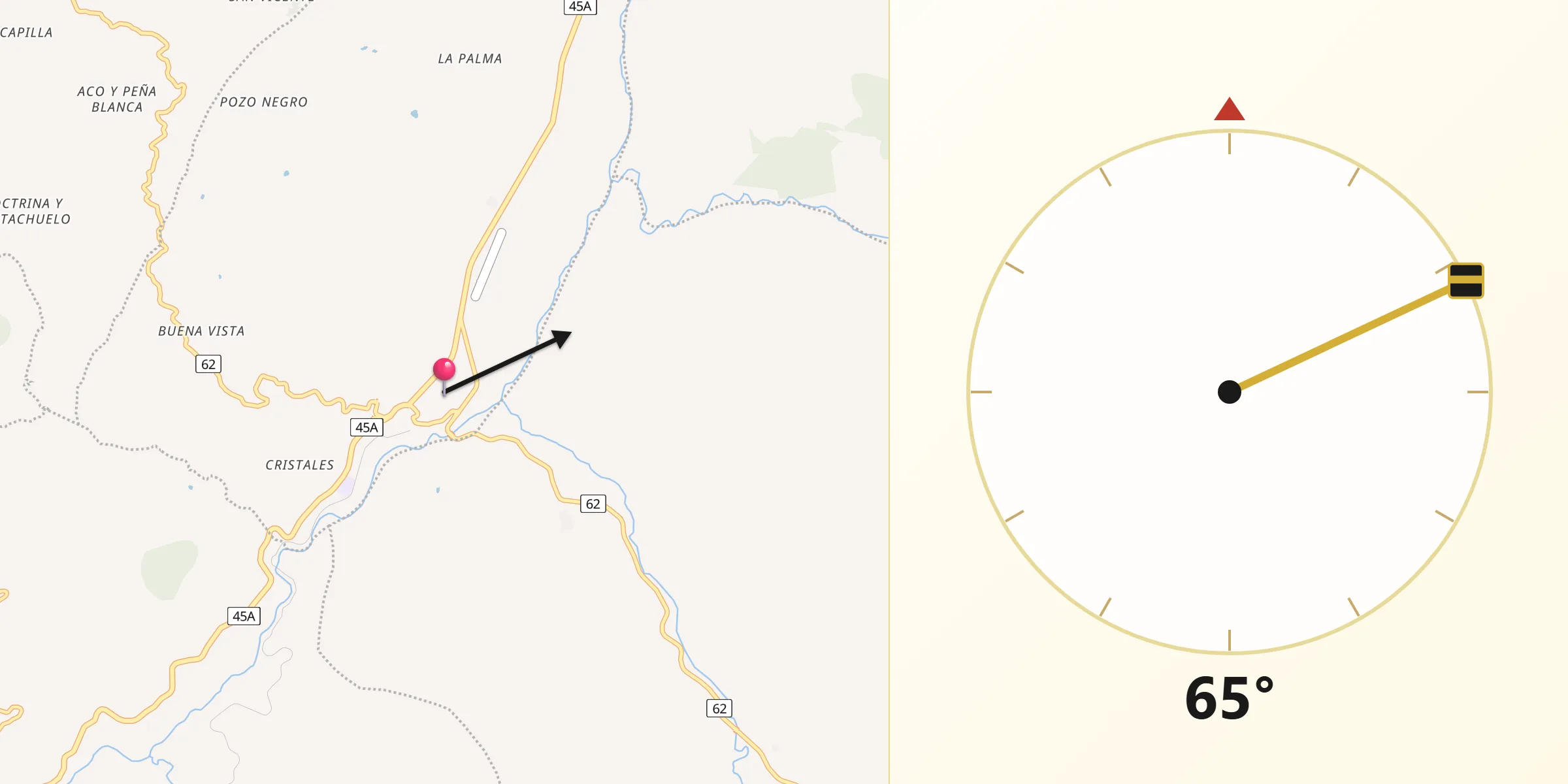 Dirección de la Qibla desde Barbosa
