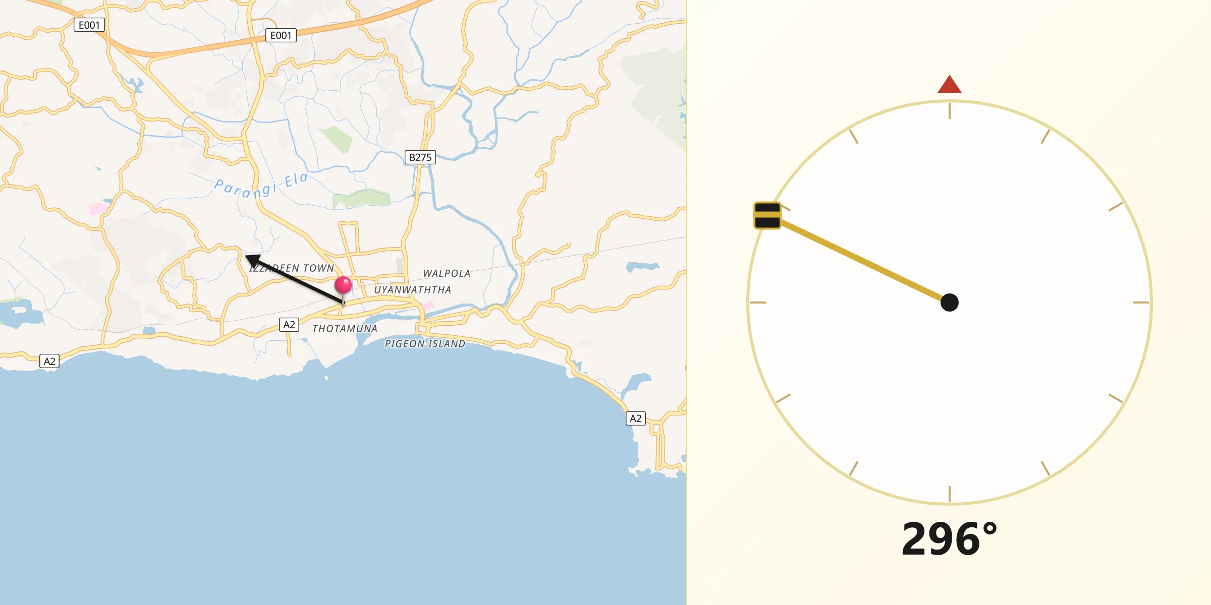 Qibla Direction from Matara