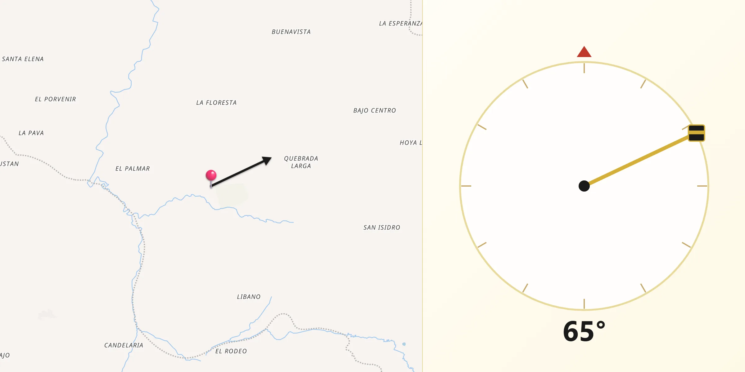 Dirección de la Qibla desde Sucre