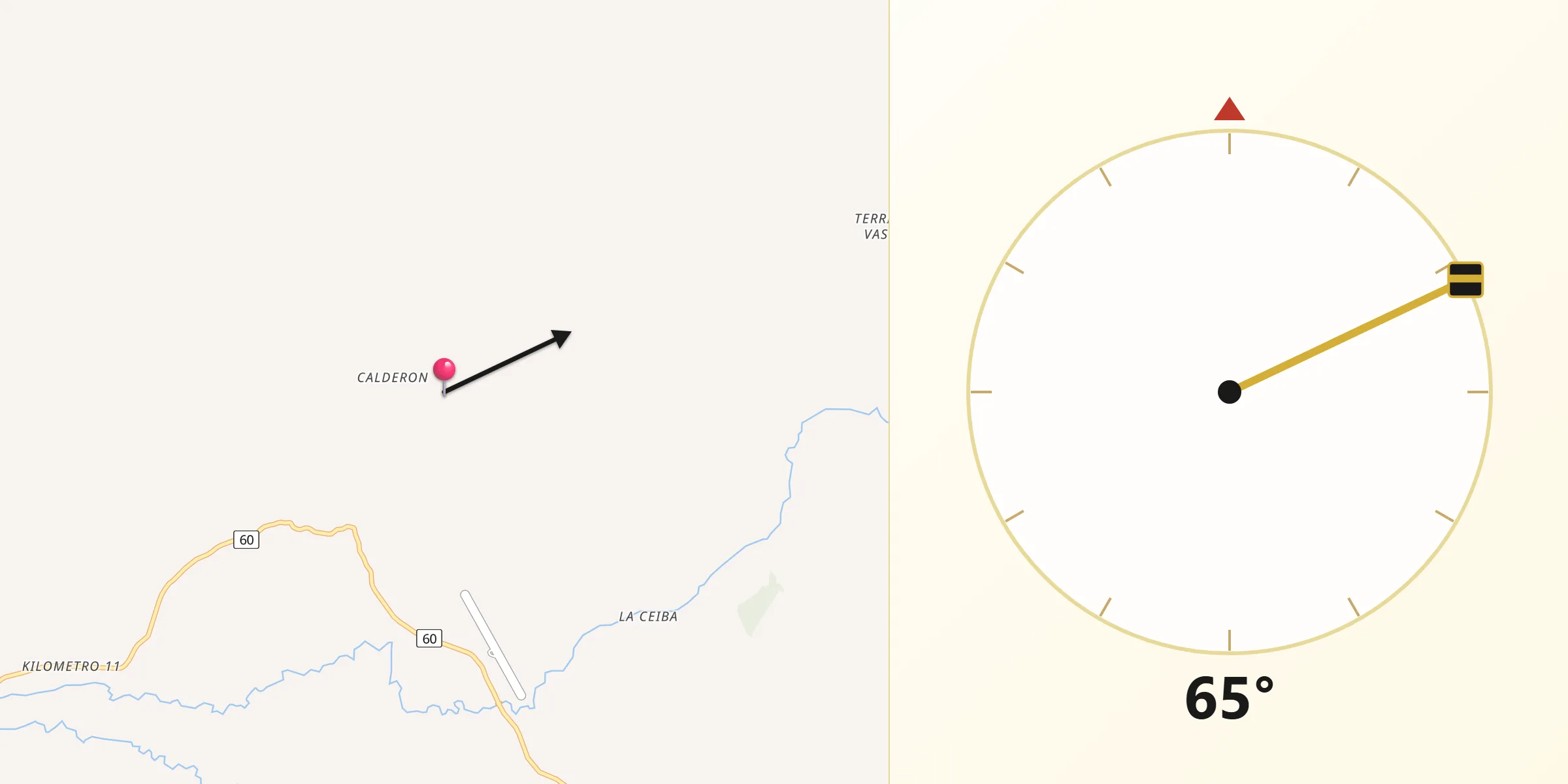 Dirección de la Qibla desde Puerto Boyacá