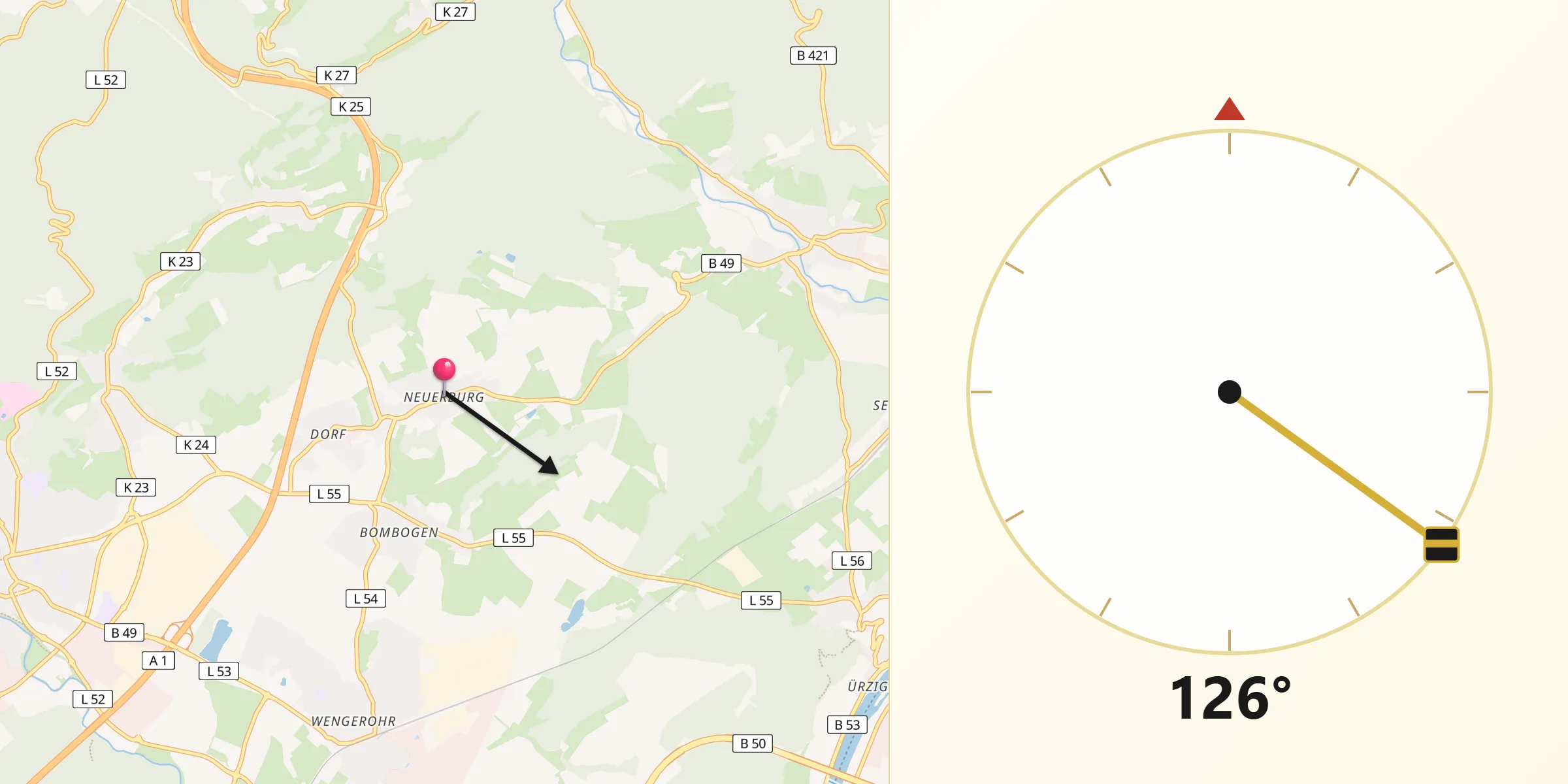 Qibla-Richtung von Neuerburg