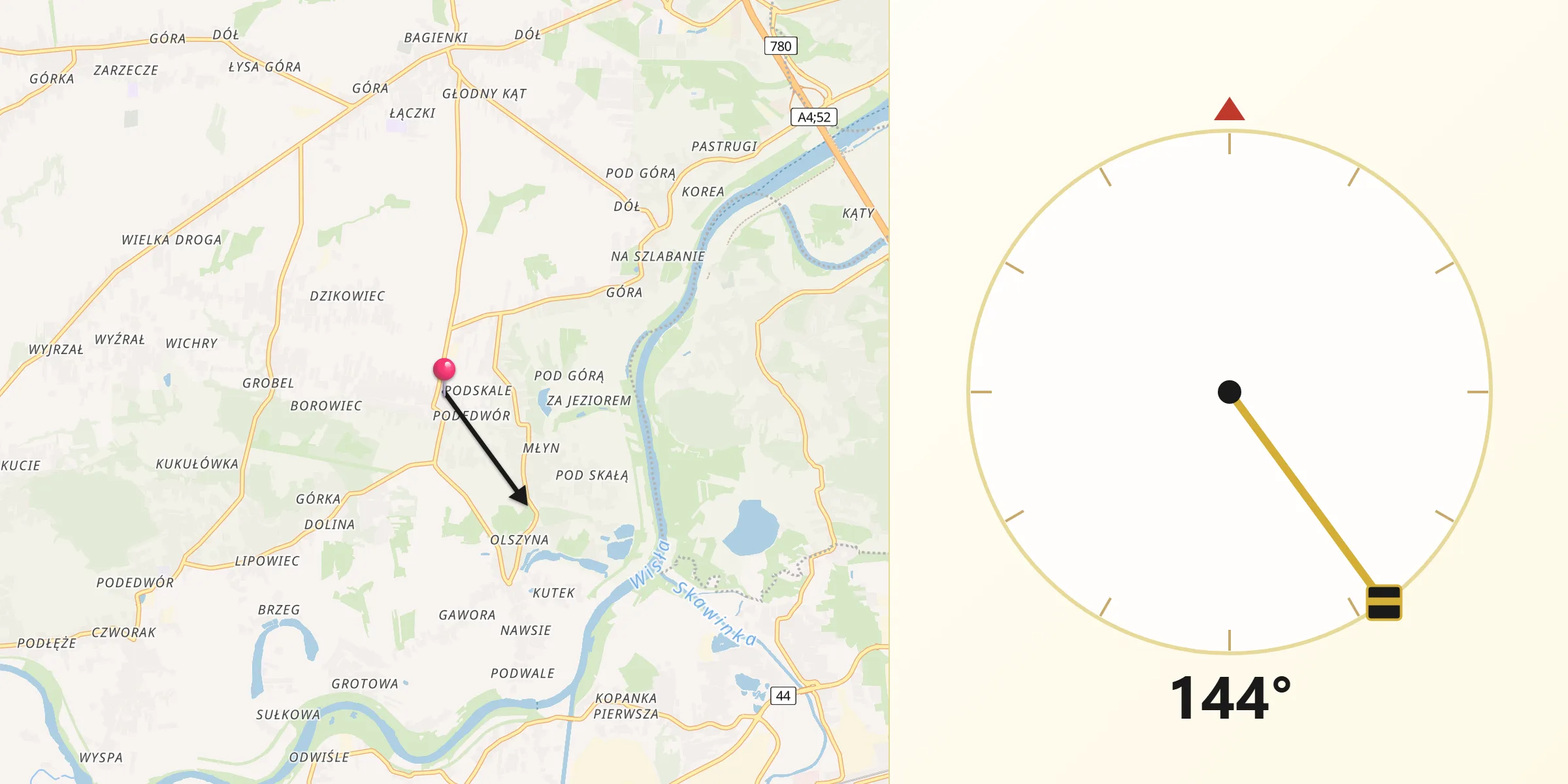 Kierunek Qibla z Rączna